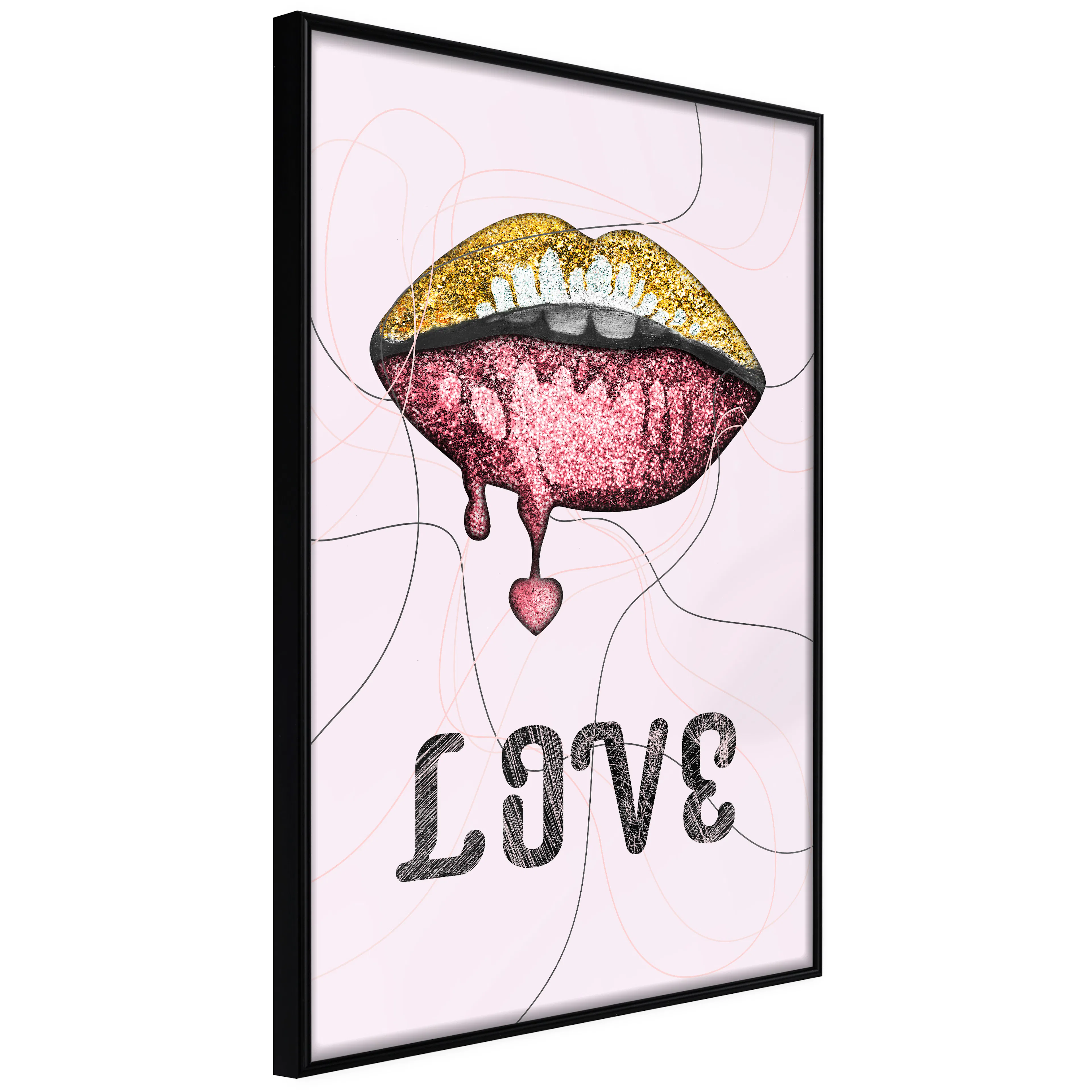 Affisch - Liquid Lips [Poster] 40x60 Svart ram, 40x60 cm