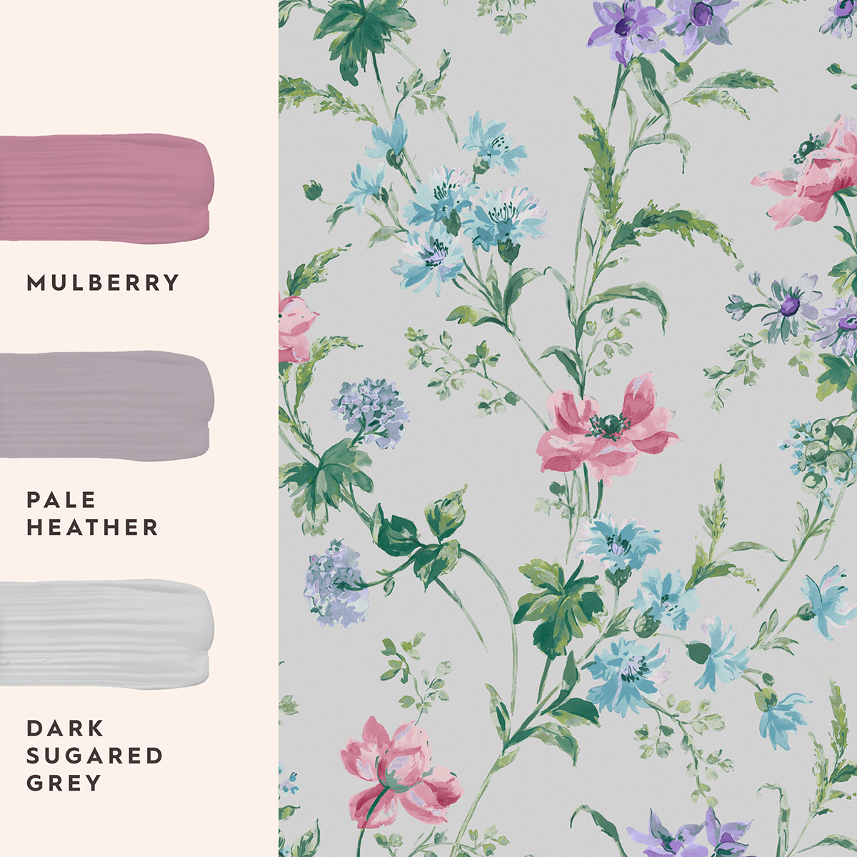 Tapet Laura Ashley Poppy Meadow Lila