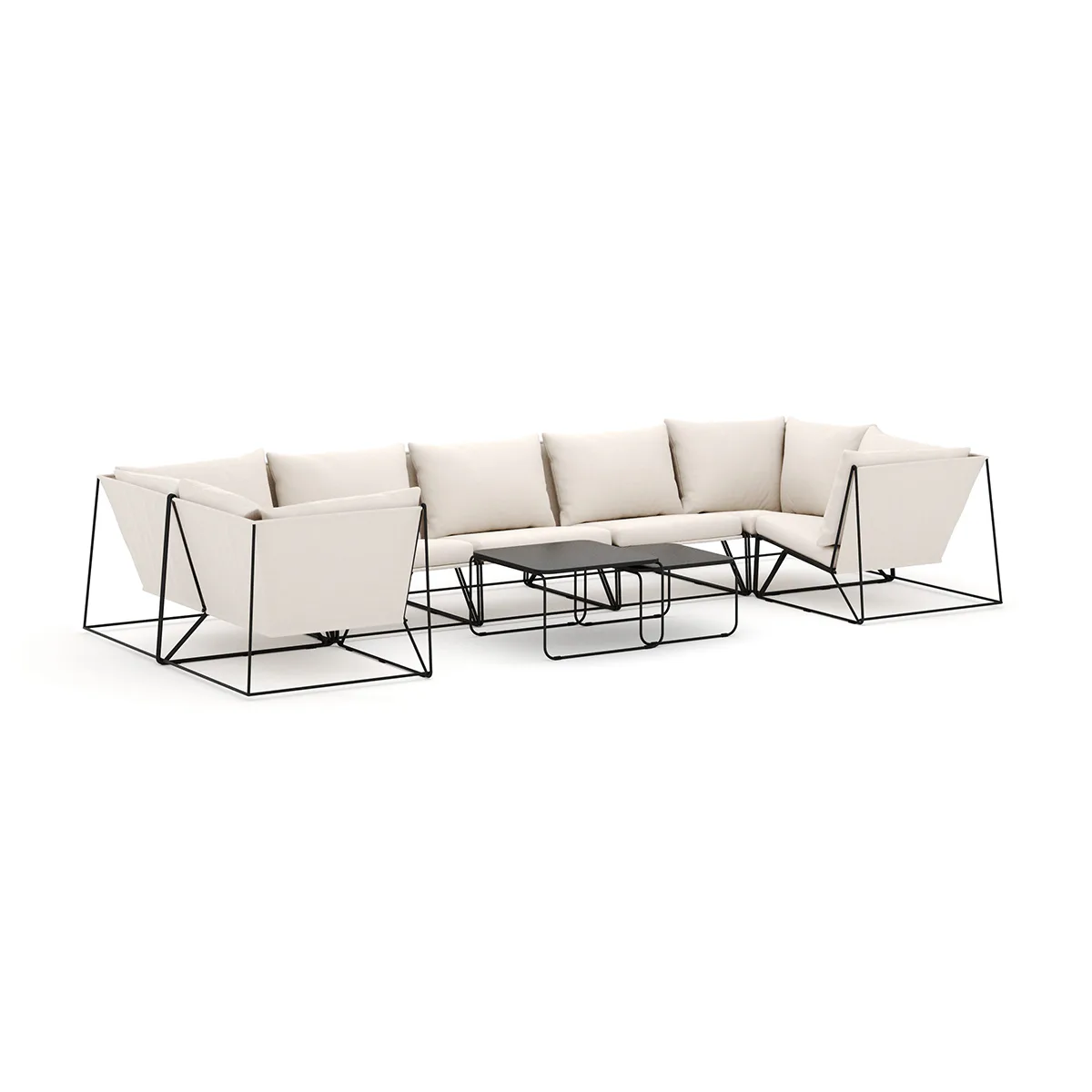 Loungesoffa Comfort Garden Usteryd utomhus U-soffa 7-sits med stängt avslut