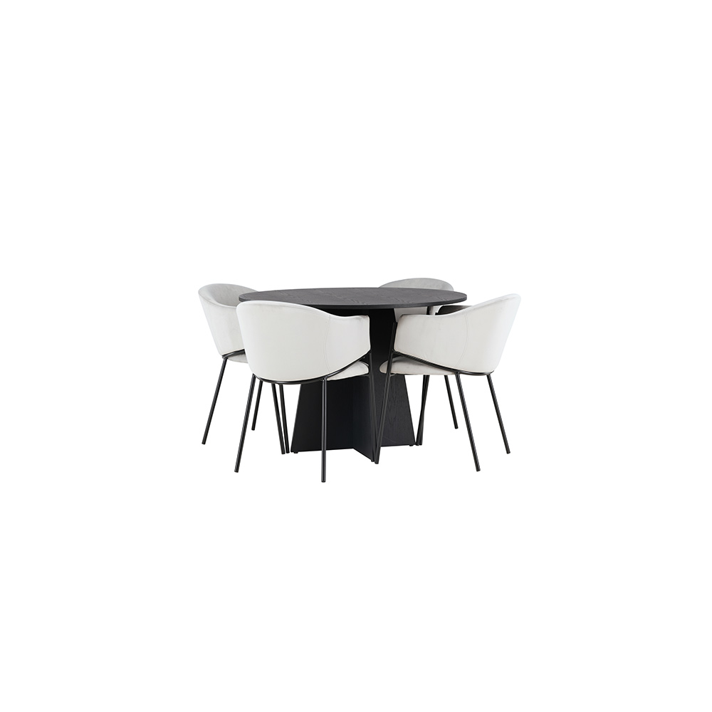 Matgrupp Venture Home Bootcut Ø110 cm med 4 st Evelina stolar