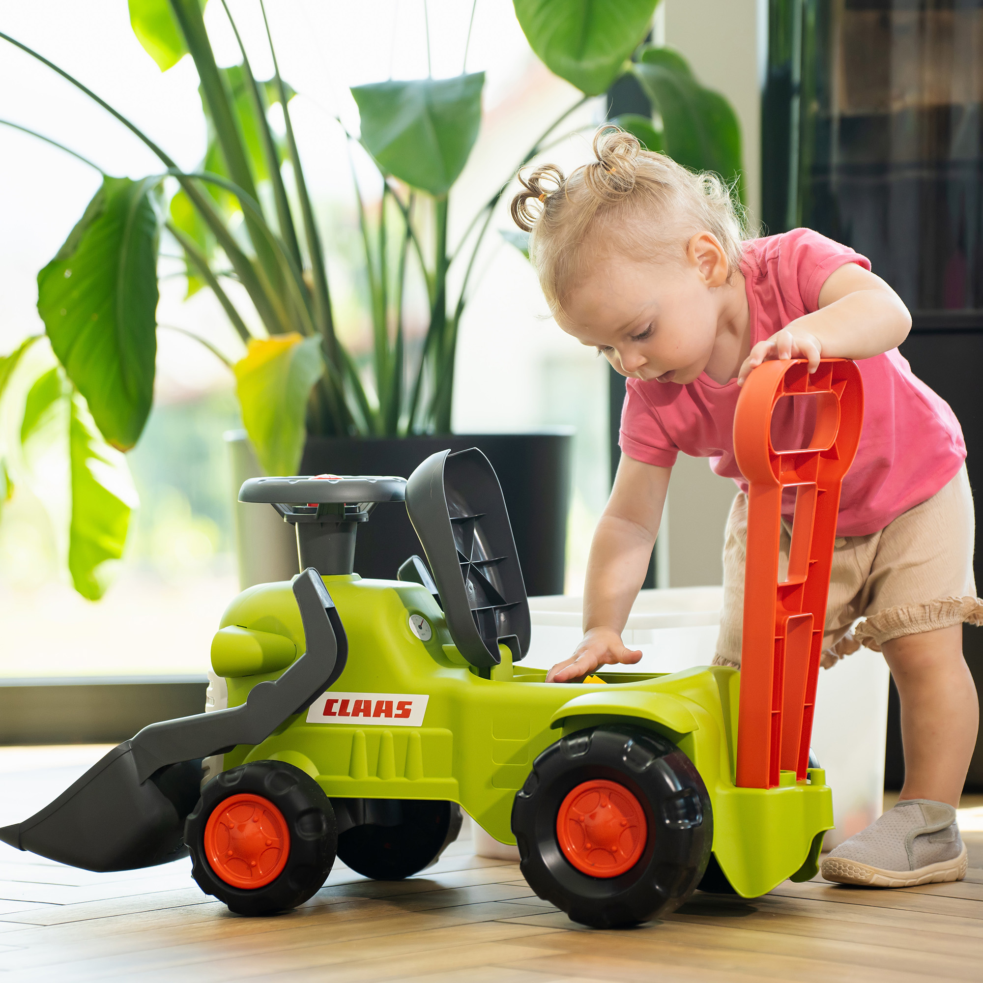 Traktor Falk Claas Vintage Med Ratt, Tuta & Tryckhandtag