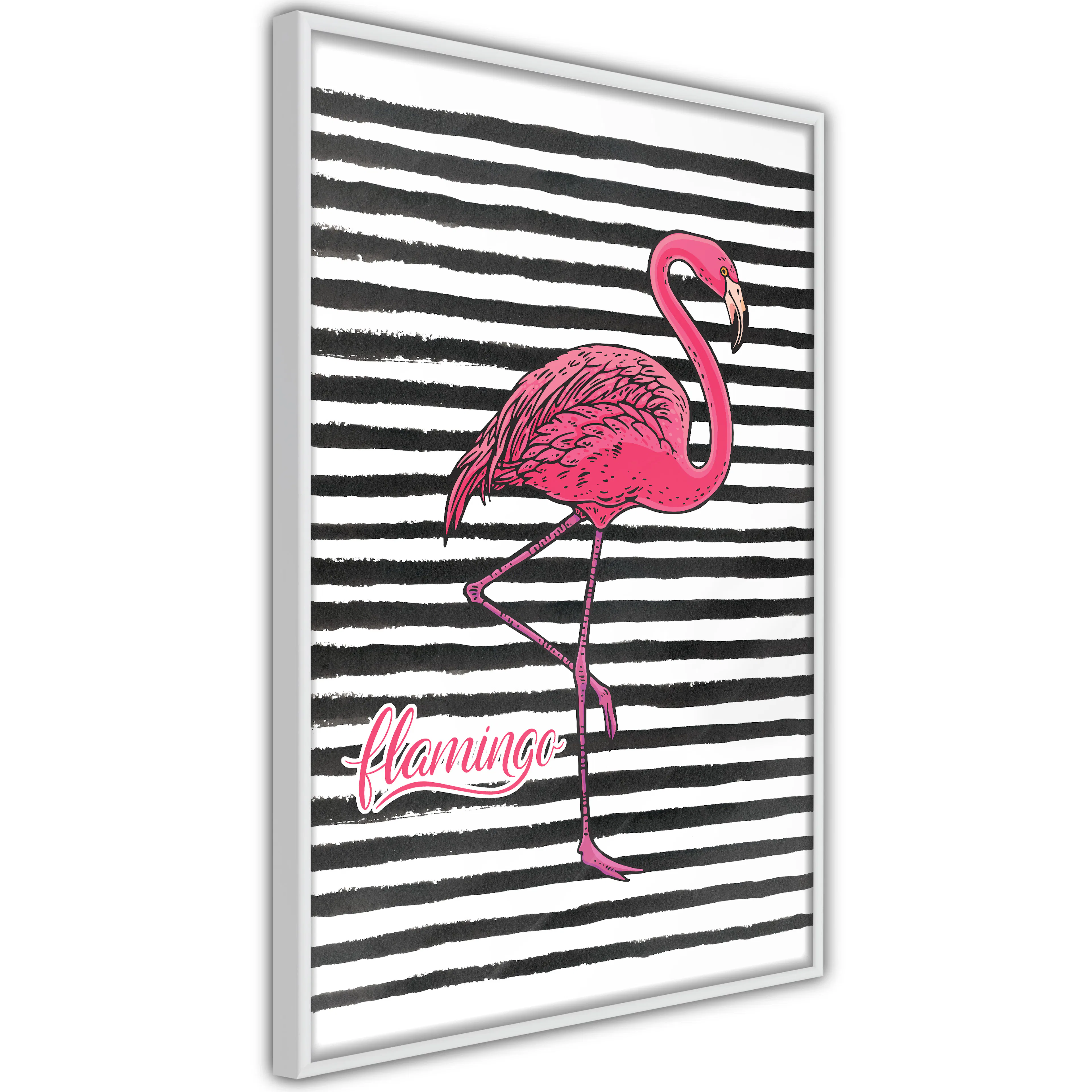 Poster Artgeist Affisch Black Stripes and Flamingo