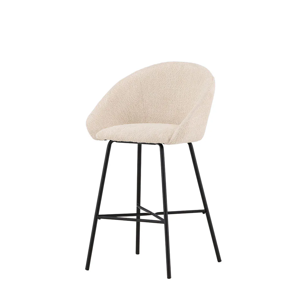 Velvet Bar Chair - Black/White Teddy Beige