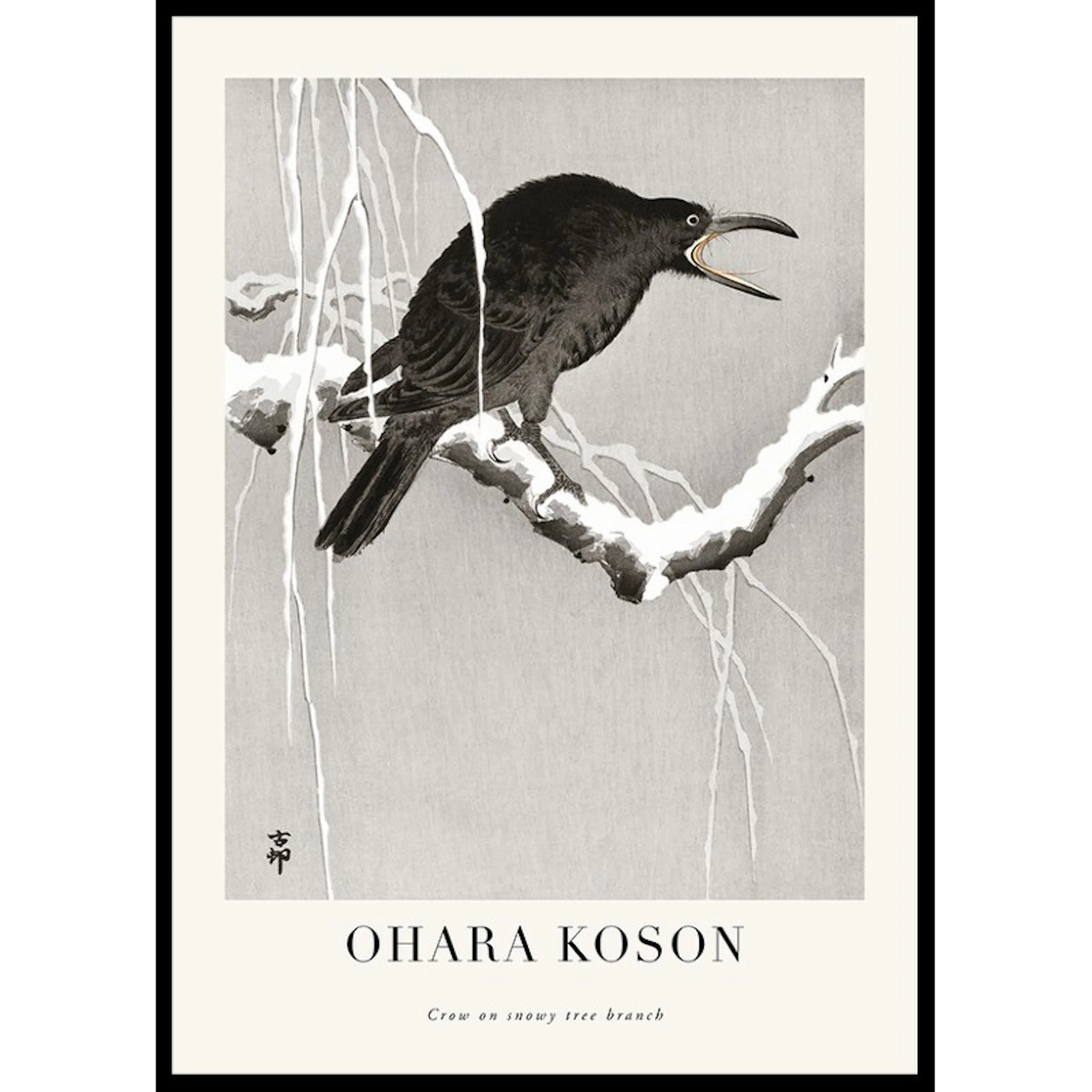 Poster Gallerix Crow On Snowy Tree Branch No1 By Ohara Koson