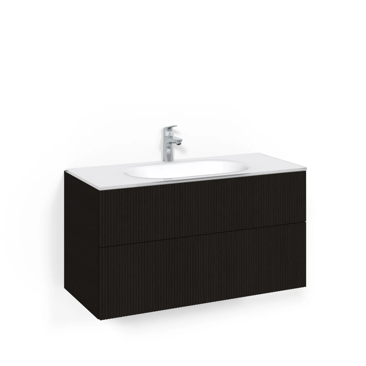 Crown Kom 100x45 Sv.ek Li ViG Svart Ek, 1000 mm, Glastvättställ Vitt, Utan Pushfunktion