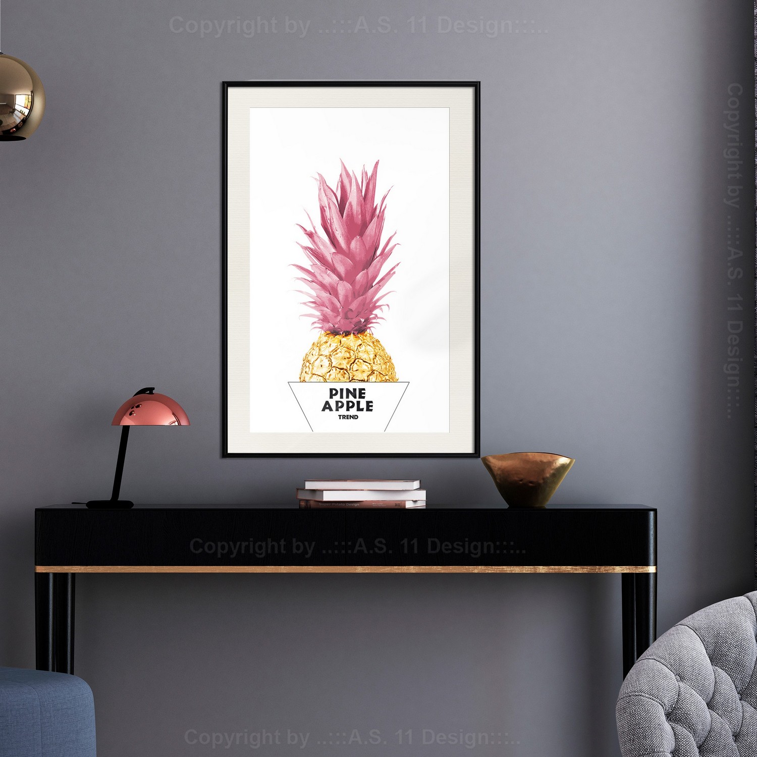 Poster Artgeist Affisch Golden Pineapple