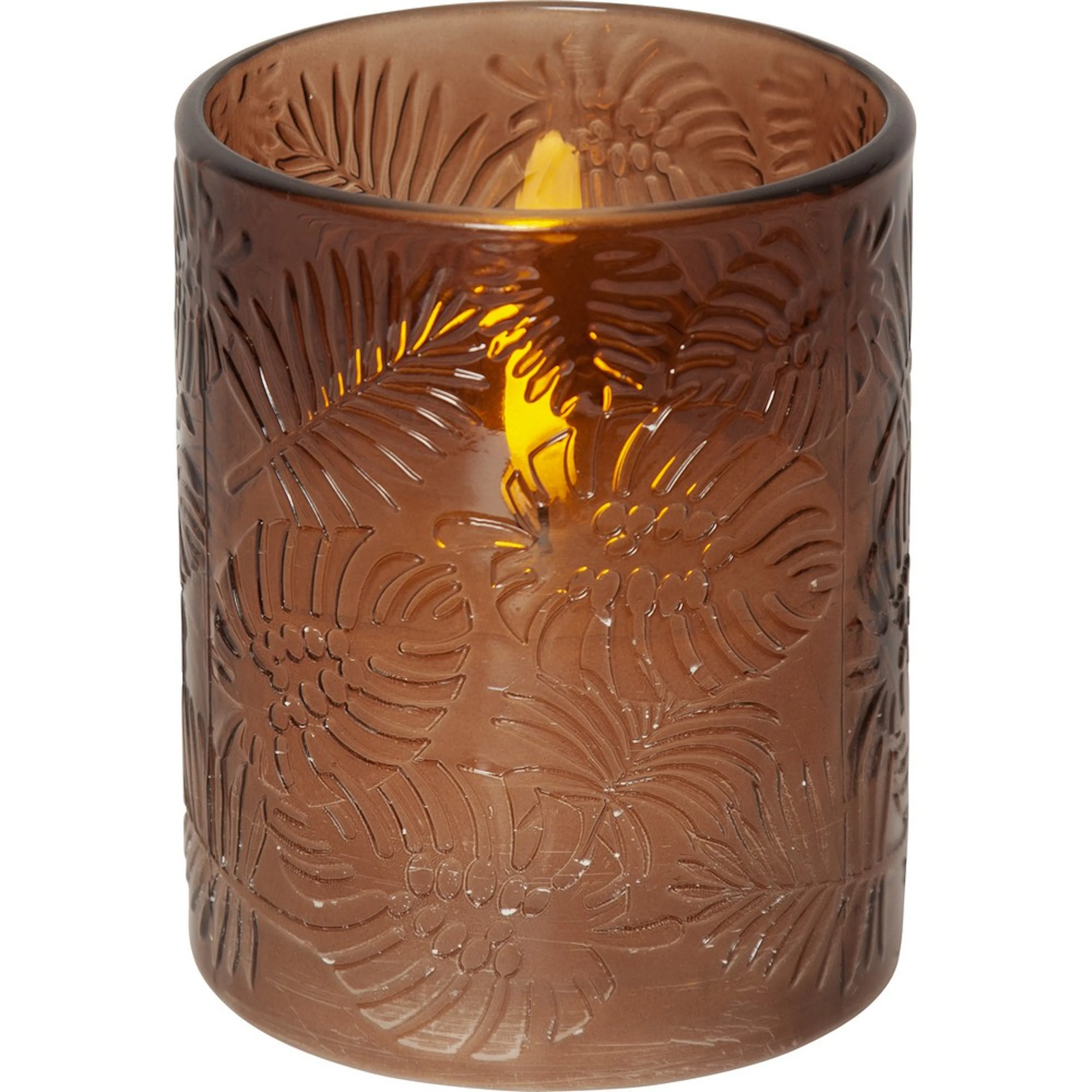LEDBlockljus Flamme Leaf Brun, D: 100 mm