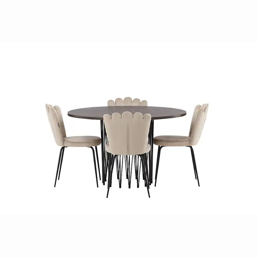 Matgrupp furniture/fashion Stone Ø120 cm med 4 Limhamn Light Stolar