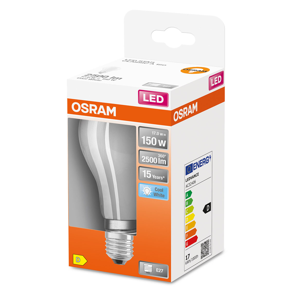 LED-Lampa Osram Normal (150) E27 Matt 840 Cl A 16