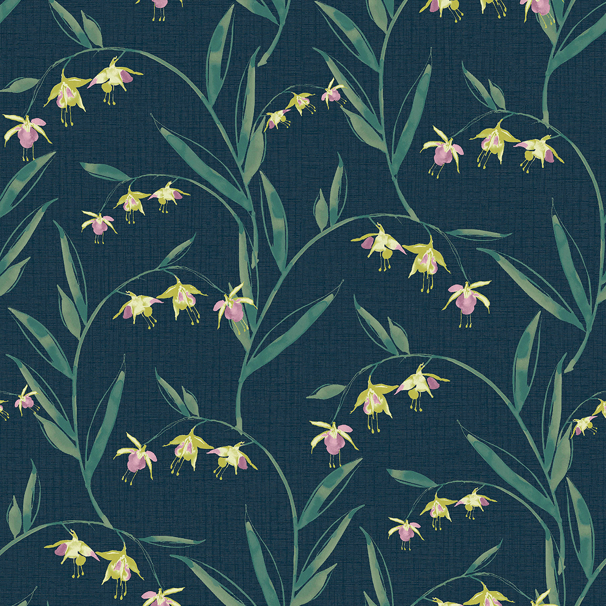Tapet Laura Ashley Fulwell Fuchsia Blå