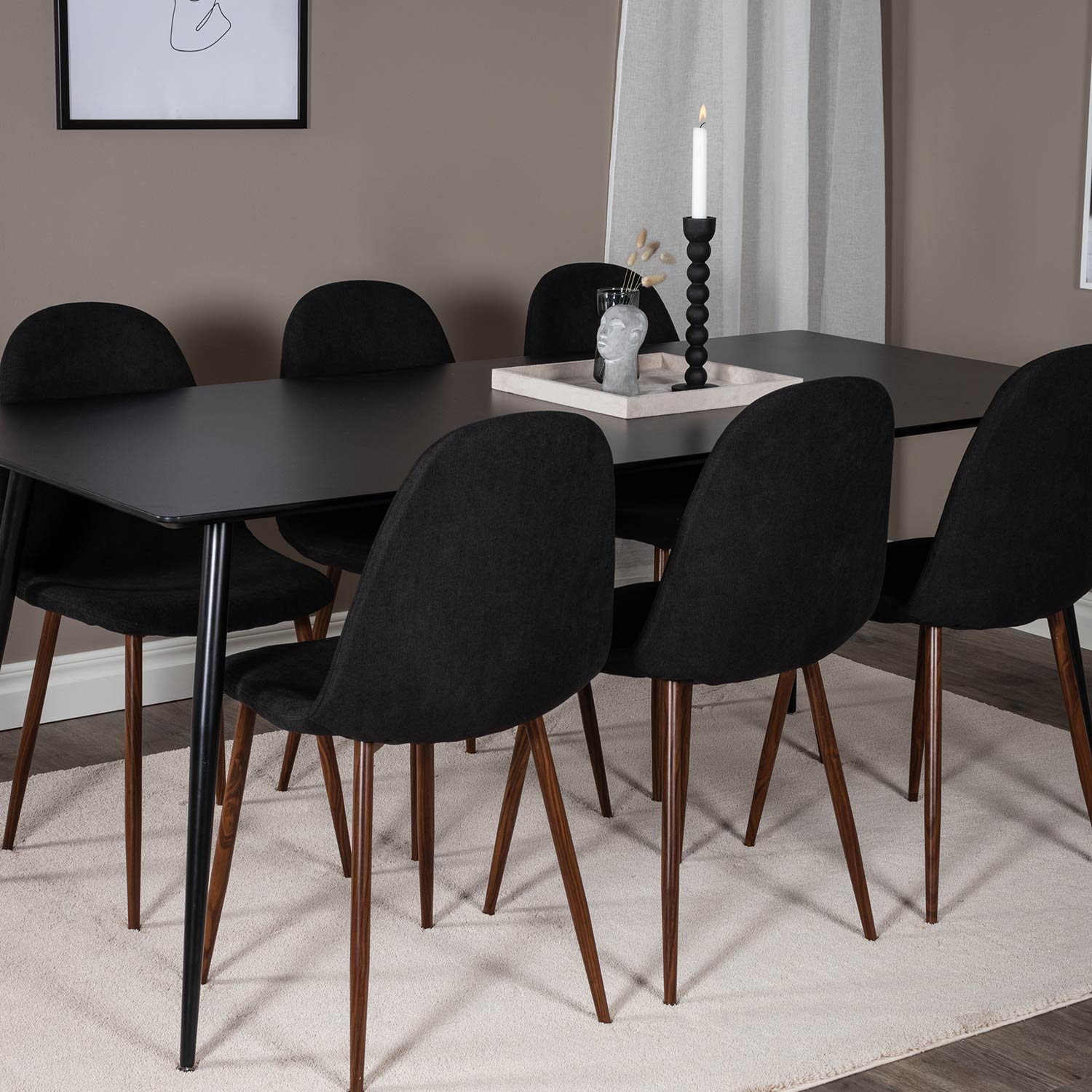 Matgrupp Venture Home Silvia med 6 Pobbie Stolar Polyestertyg