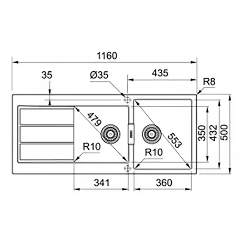 Diskho Franke Sirius S2D 621-116 - Stöttåligt & Värmemtåligt Material