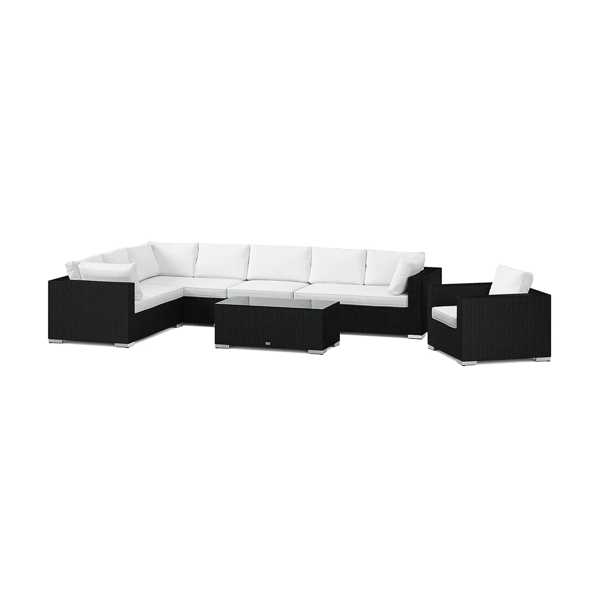 Loungegrupp Comfort Garden Bahamas utomhus L-soffa höger 8-sits med fåtölj och bord