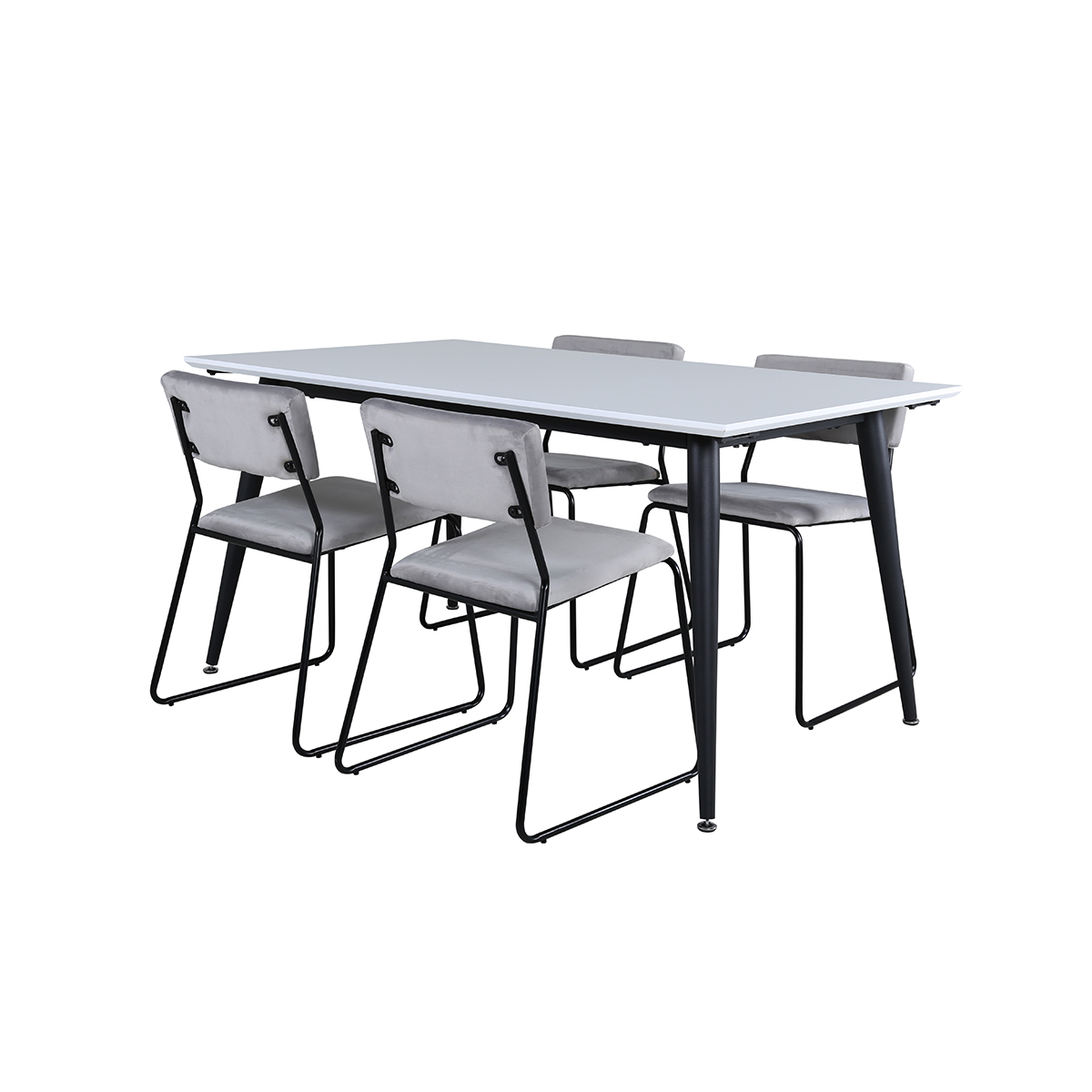Jimmy Dining Table  - Black / White HPL+Kenth Chair - Black Grå/Vit/Svart