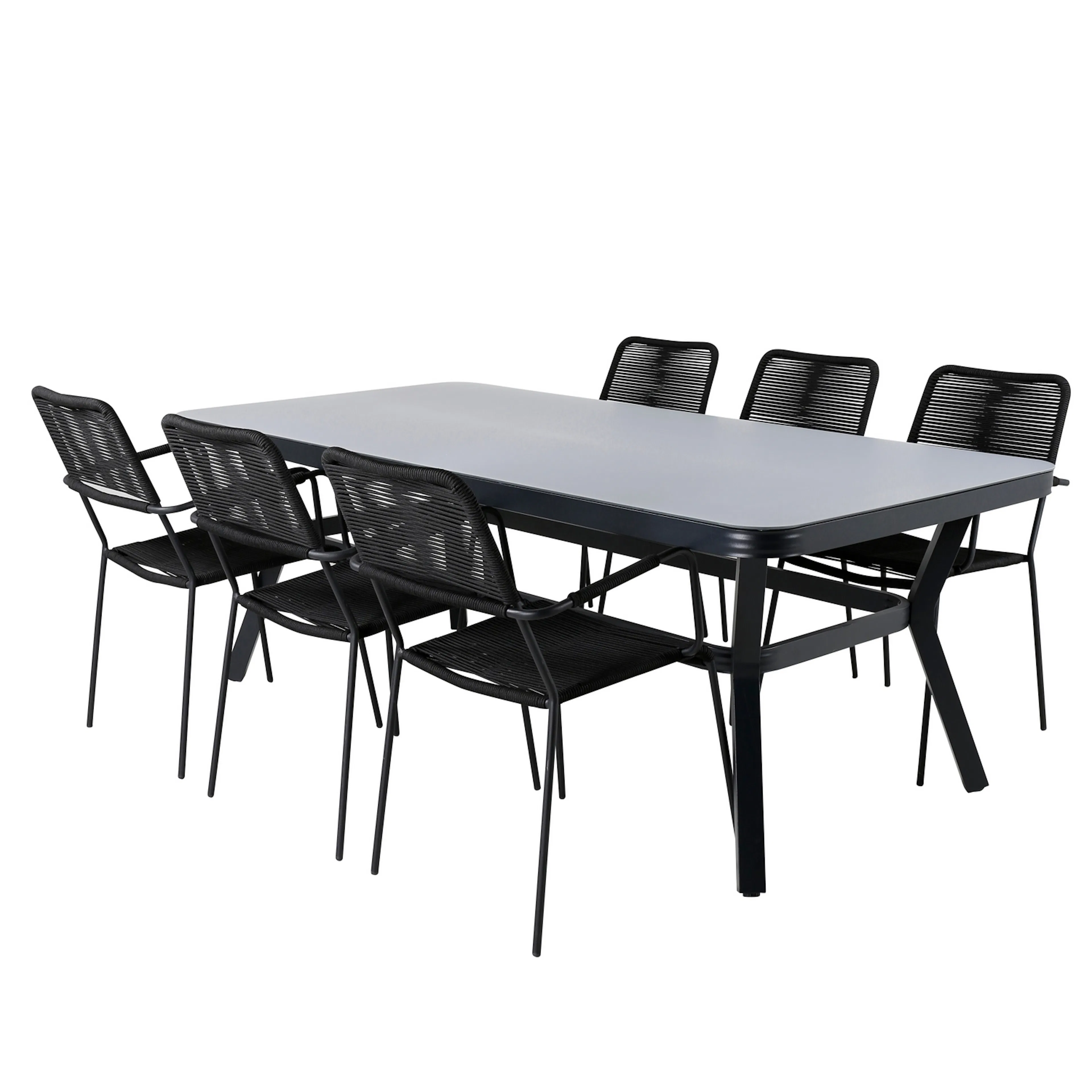 Virya Dining Table - Black Alu / Grey Glass - big table+Lind Svart