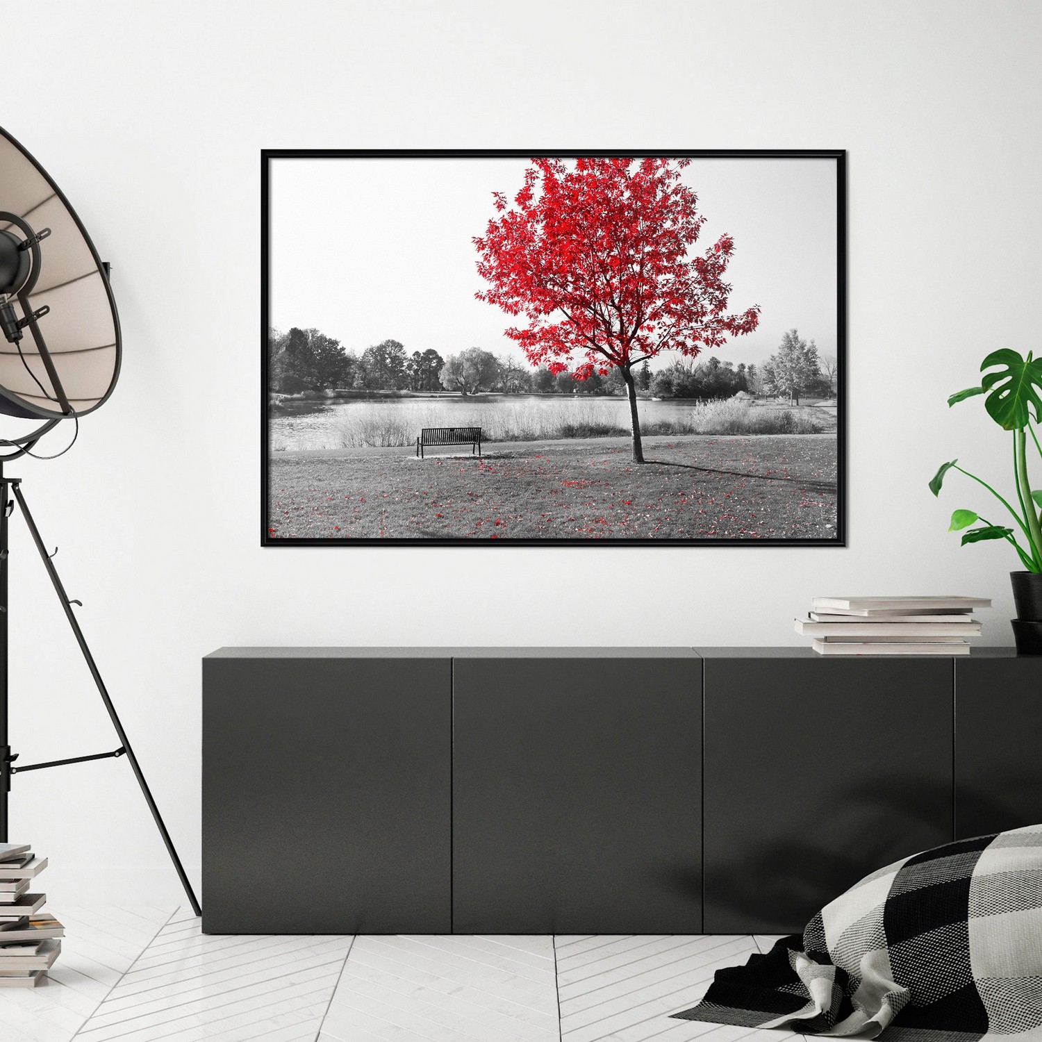 Affisch - Red Tree [Poster] 60x40 Svart ram, 60x40 cm