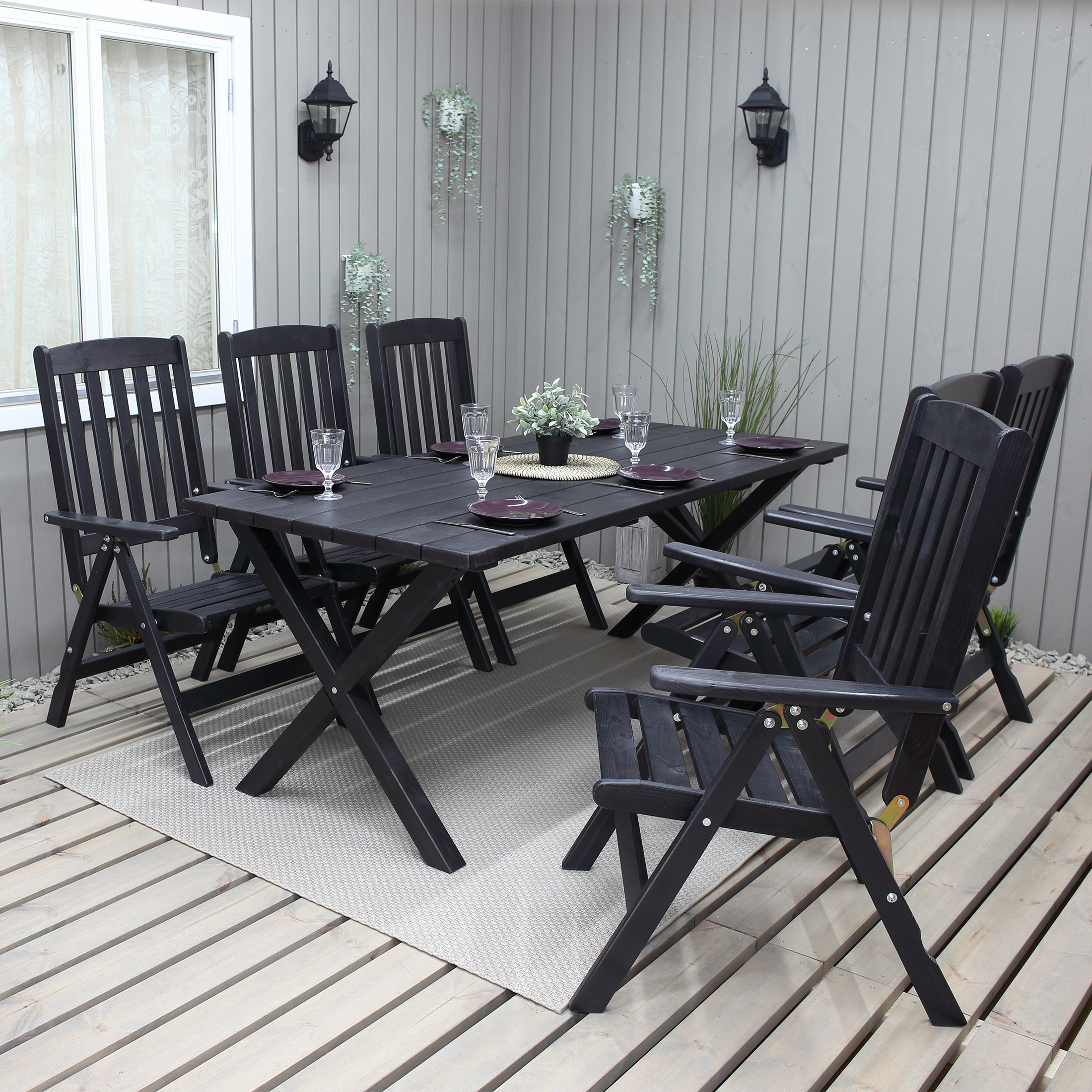 Trädgårdsmöbel Baltic Garden Olivia Svart 6-sits
