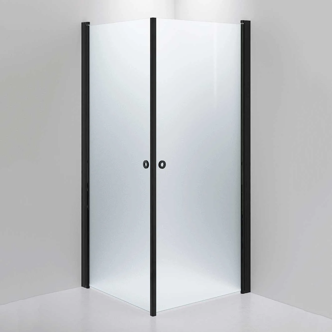 Duschhörna INR Linc Angel 800 x 900 Frostat glas Svart 800x900 mm, Frostat Glas, Svart