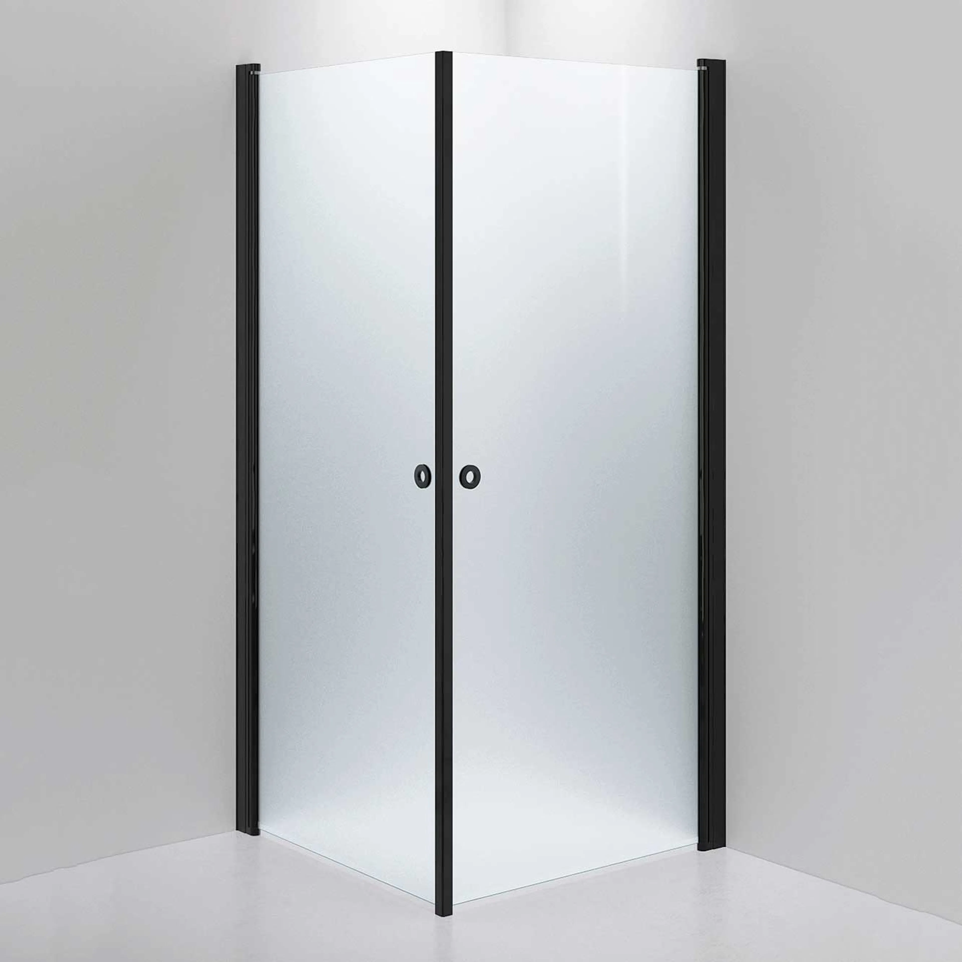 Duschhörna INR Linc Angel 800 x 900 Frostat glas Svart 800x900 mm, Frostat Glas, Svart