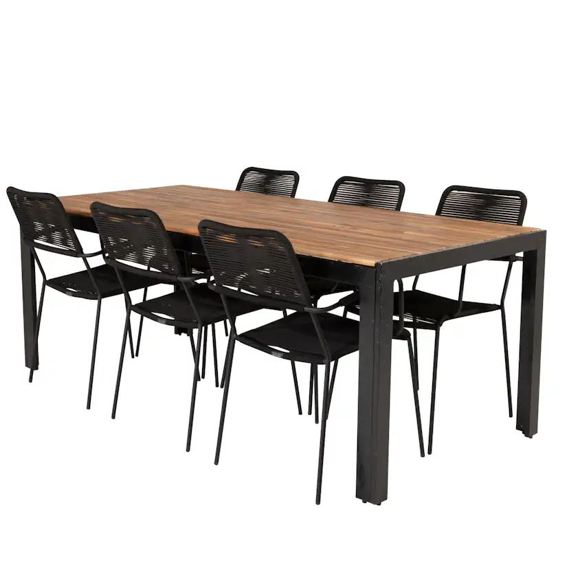 Bois Dining table 200*100cm - Black Legs / Acacia +Lindos A Trä/Svart