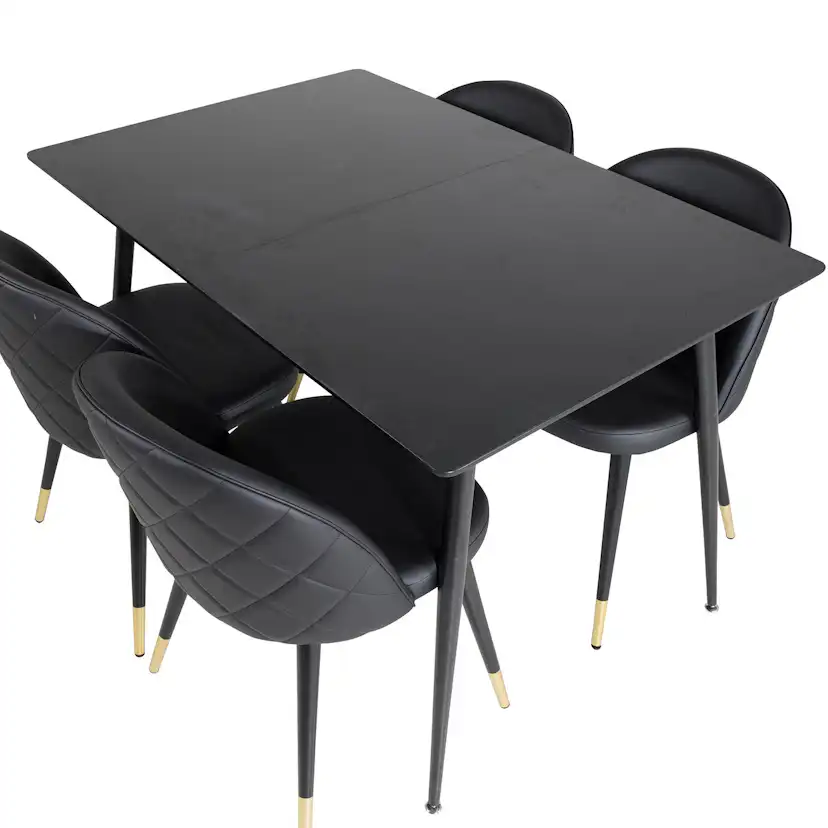 Matgrupp Venture Home Silvia med Iläggsskiva och 4 Valentina Stolar Konstläder