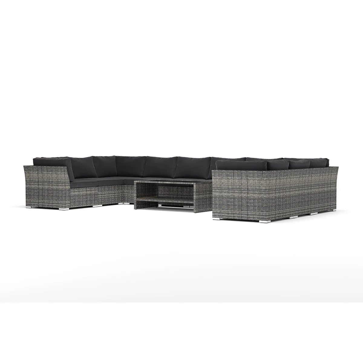 Loungesoffa Comfort Garden Wisconsin utomhus U-soffa 10-sits med stängt avslut