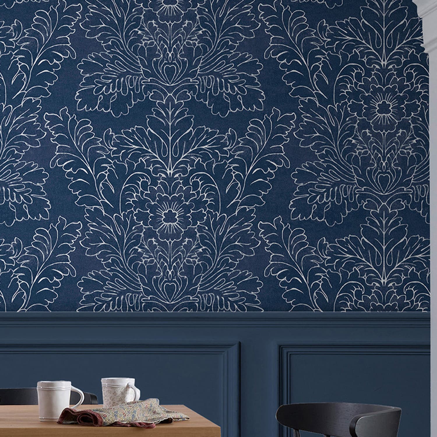 Tapet Laura Ashley Silchester Midnight Seaspray Blå 119852