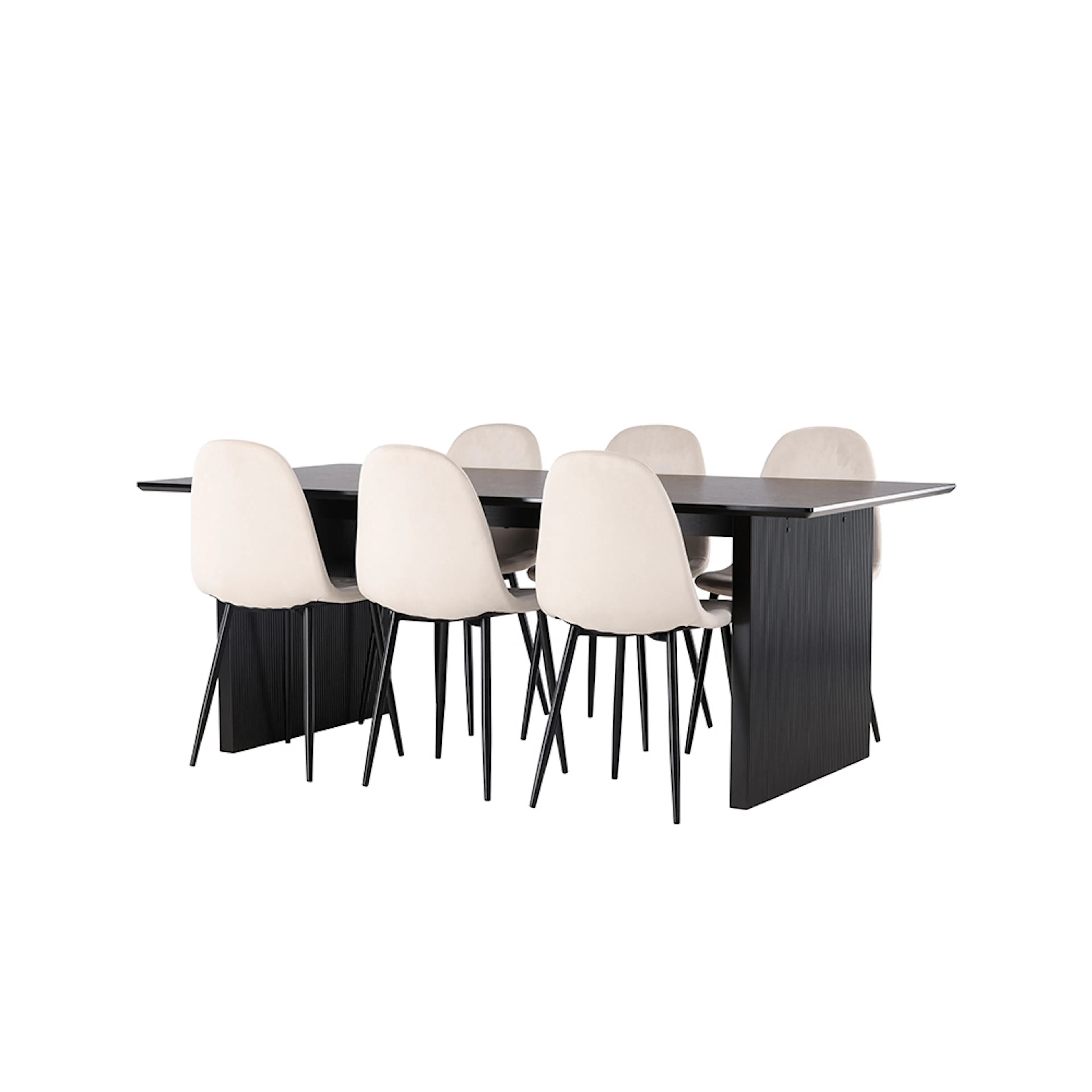 Vail Dining Table - Black / Smoked Black MDF +Polar Dining C Svart/Beige