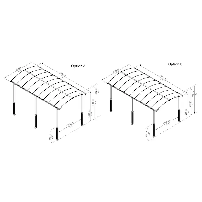 Carport Canopia by Palram Alpine I Metall För Husbil 3,6x6,5 m