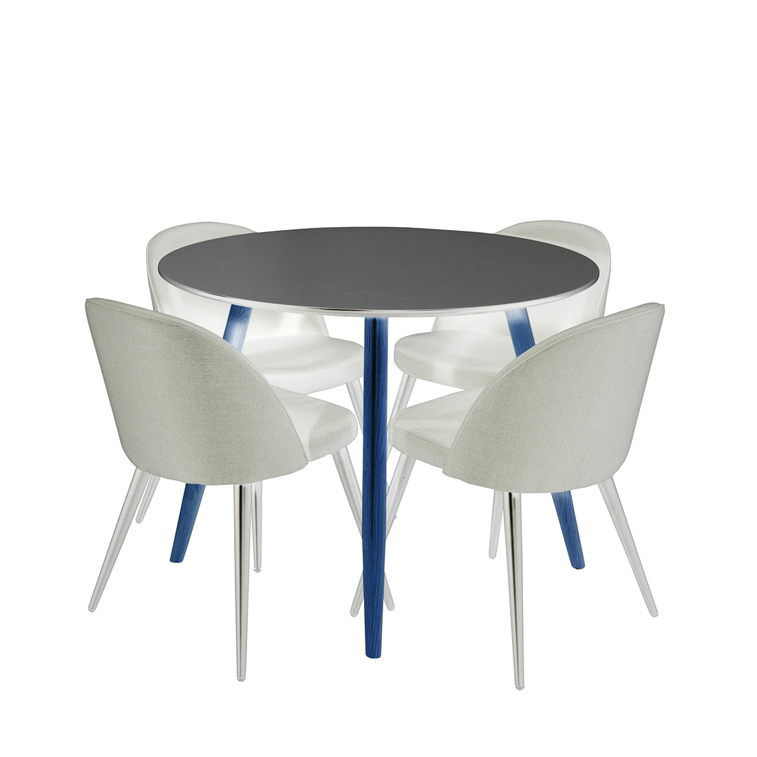 Matgrupp Venture Home Plaza Ø100 cmmed 4st Velvet Matstolar