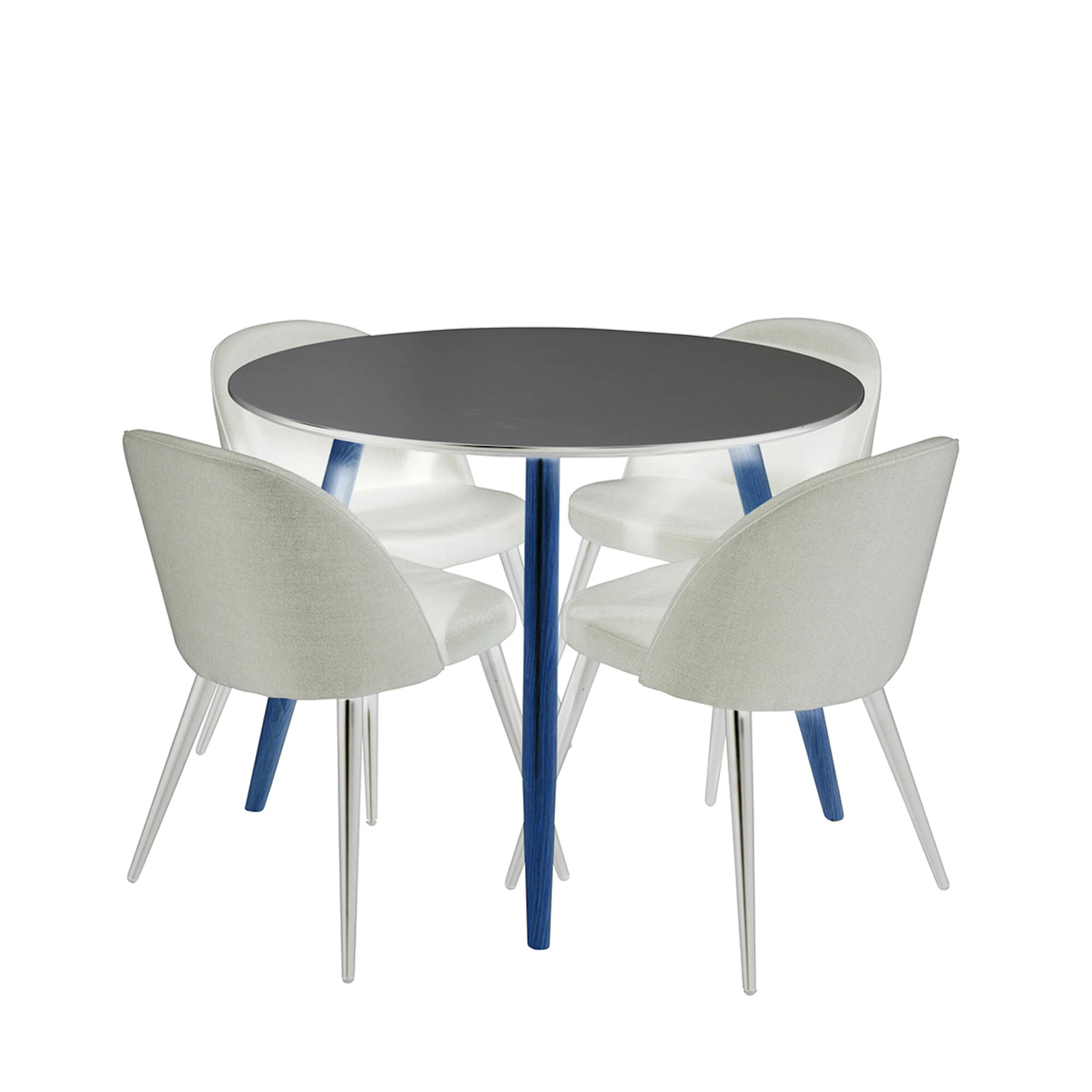 Matgrupp Venture Home Plaza Ø100 cmmed 4st Velvet Matstolar