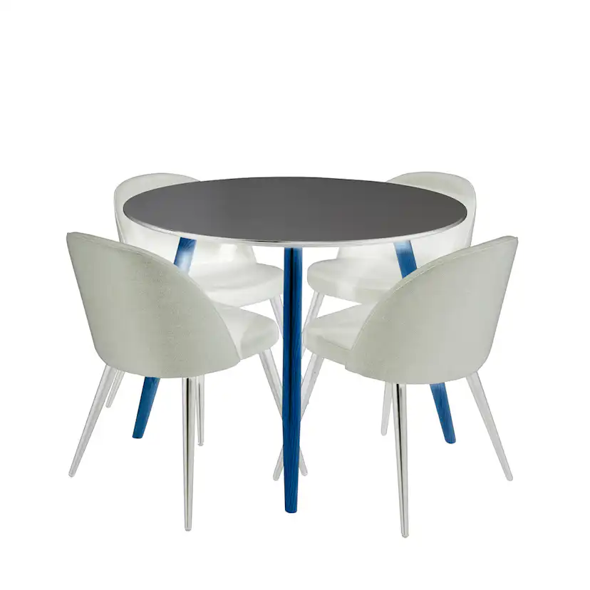 Matgrupp Venture Home Plaza Ø100 cmmed 4st Velvet Matstolar