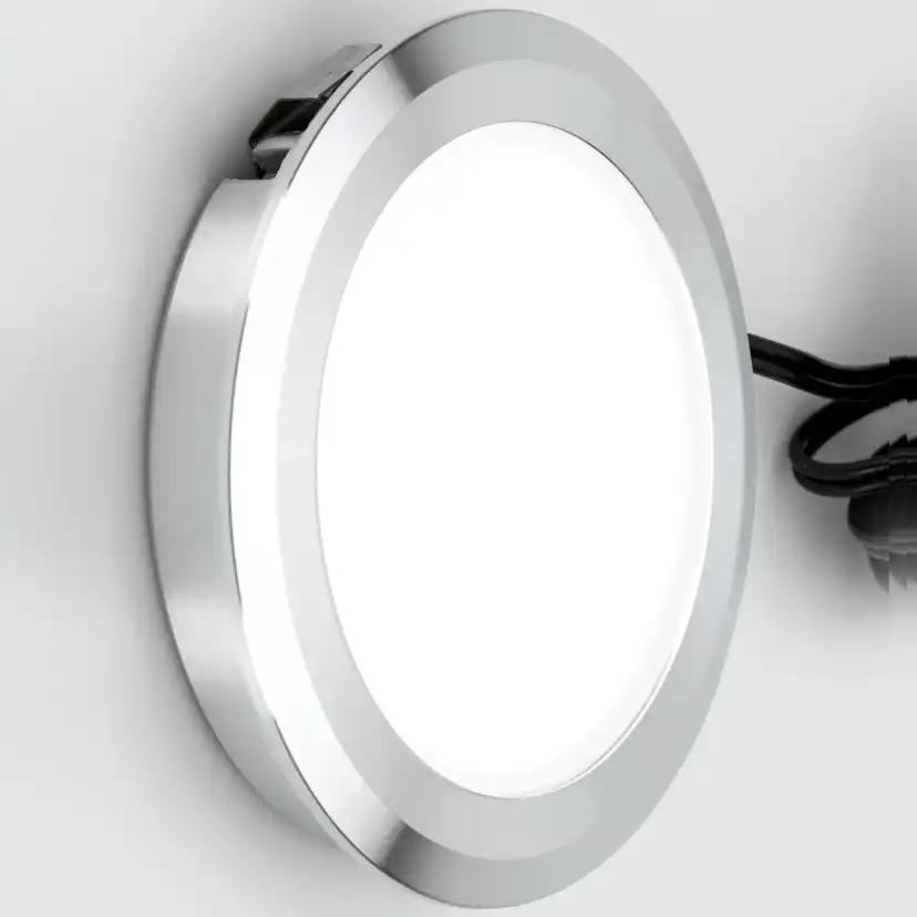 LED-spot Stella flat IP44 500mA/3W 2700K rf-look Rostfri, 2700 K