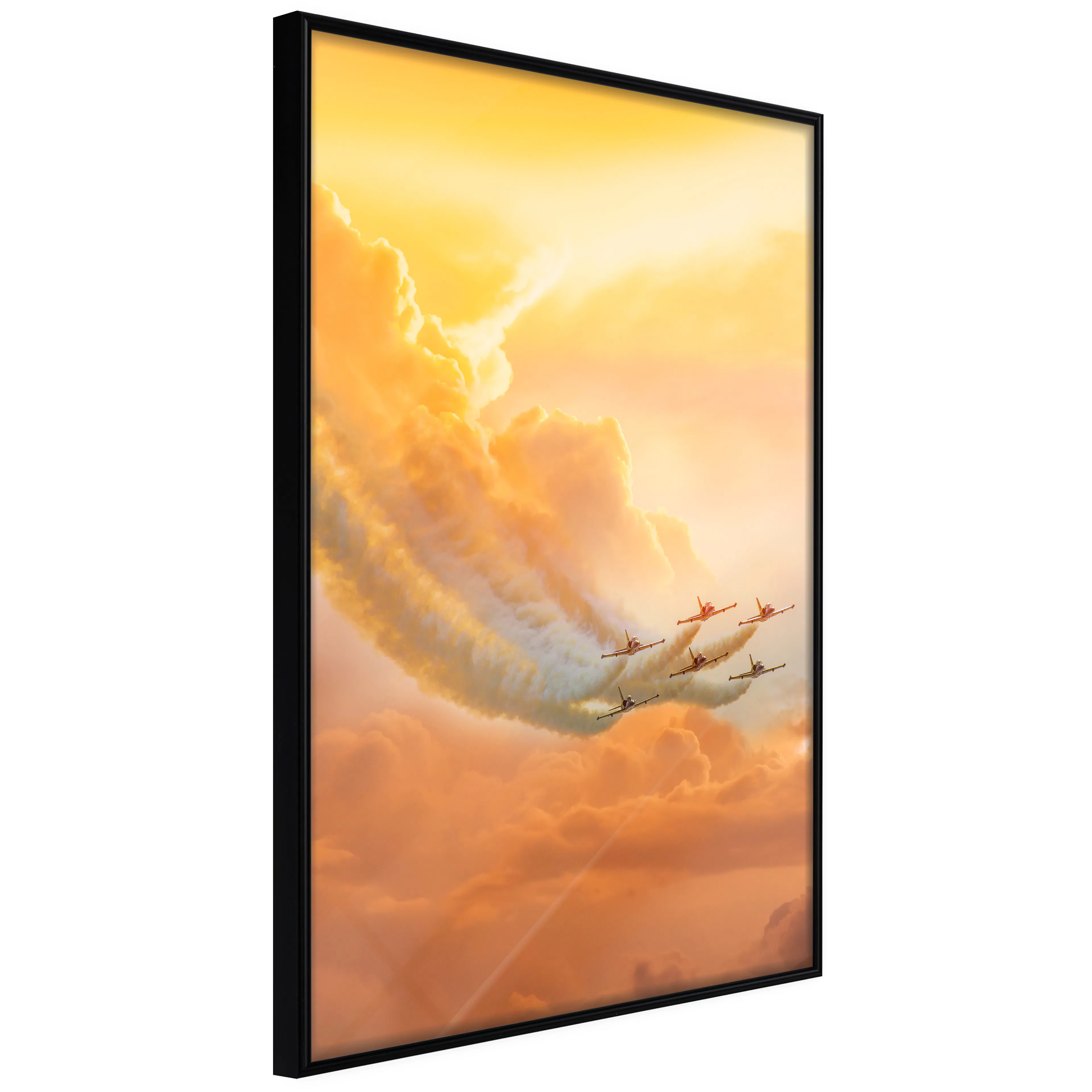 Affisch - Airplanes in the Clouds [Poster] 40x60 Svart ram, 40x60 cm