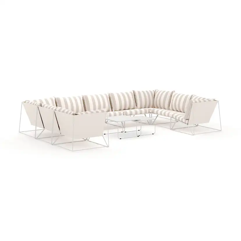 Usteryd U-soffa Stängt avslut 9 sits Beige/Striped