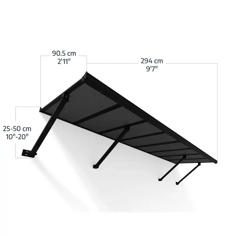 Entrétak Canopia by Palram Augustine Svart/Grå 0,9 X 3,0 m