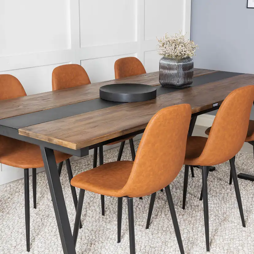 Matgrupp Venture Home Jane med 6 Pobbie Stolar Konstläder