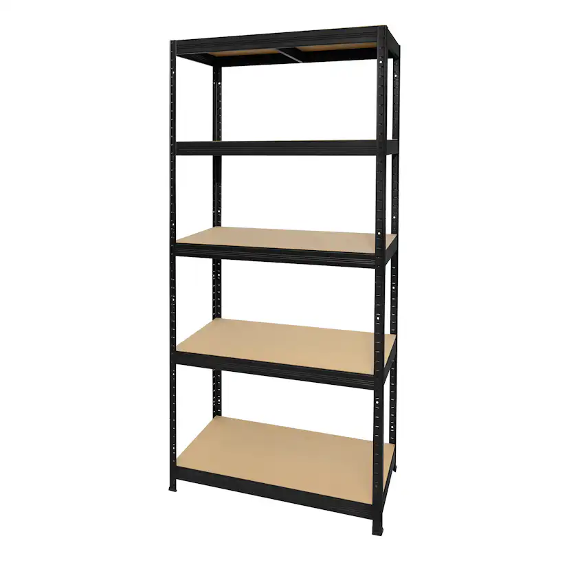 Hylla Home It Stål Med 5 Trävåningar 1800×900×450 mm Svart
