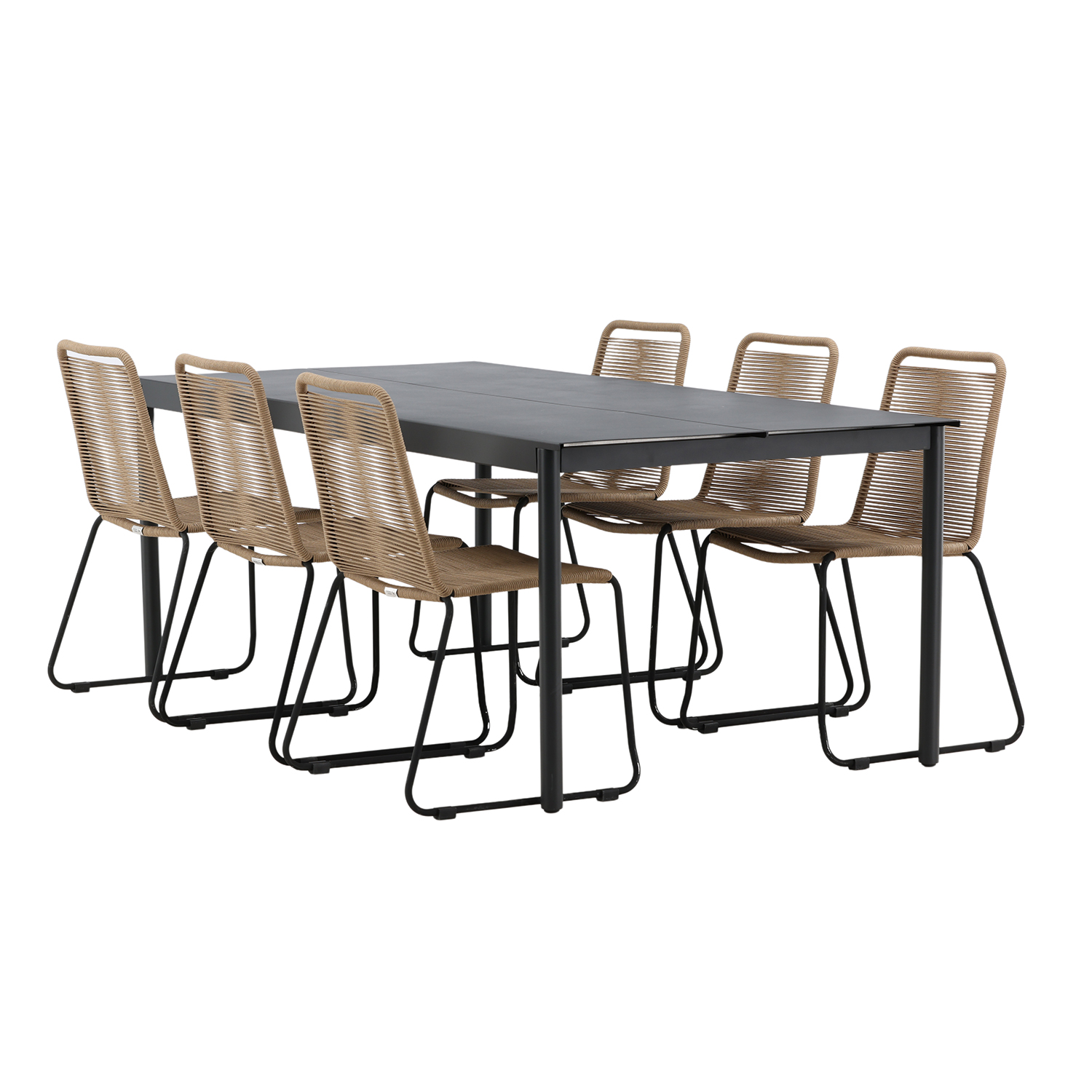 Matgrupp Utomhus Venture Home Modena 200x100 cm med 6 Lindos StapelTrädgårdsstolar