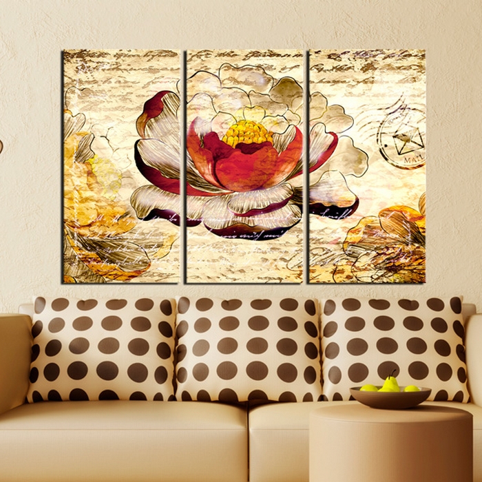 Tavla - Retro flower 120x80 120x80 cm