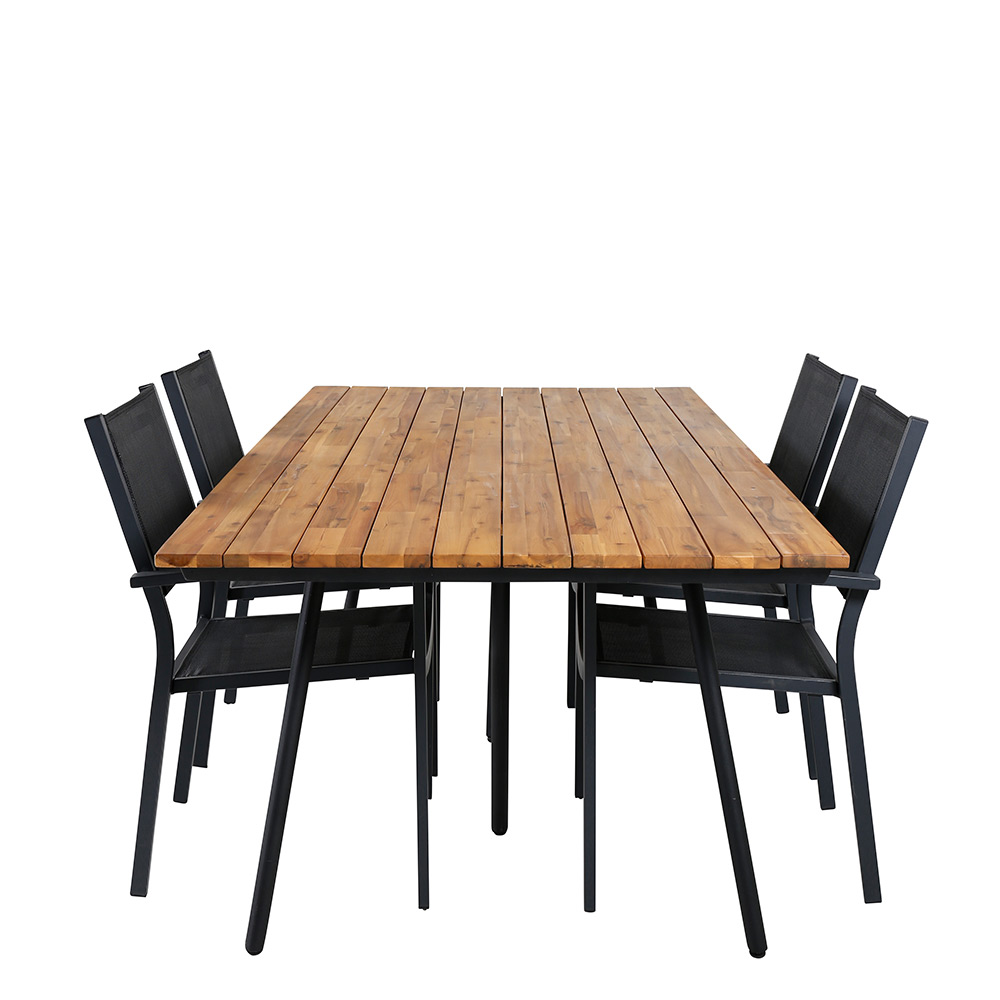 Matgrupp Venture Home Chane med 4 Curz Stapelbara Matstolar