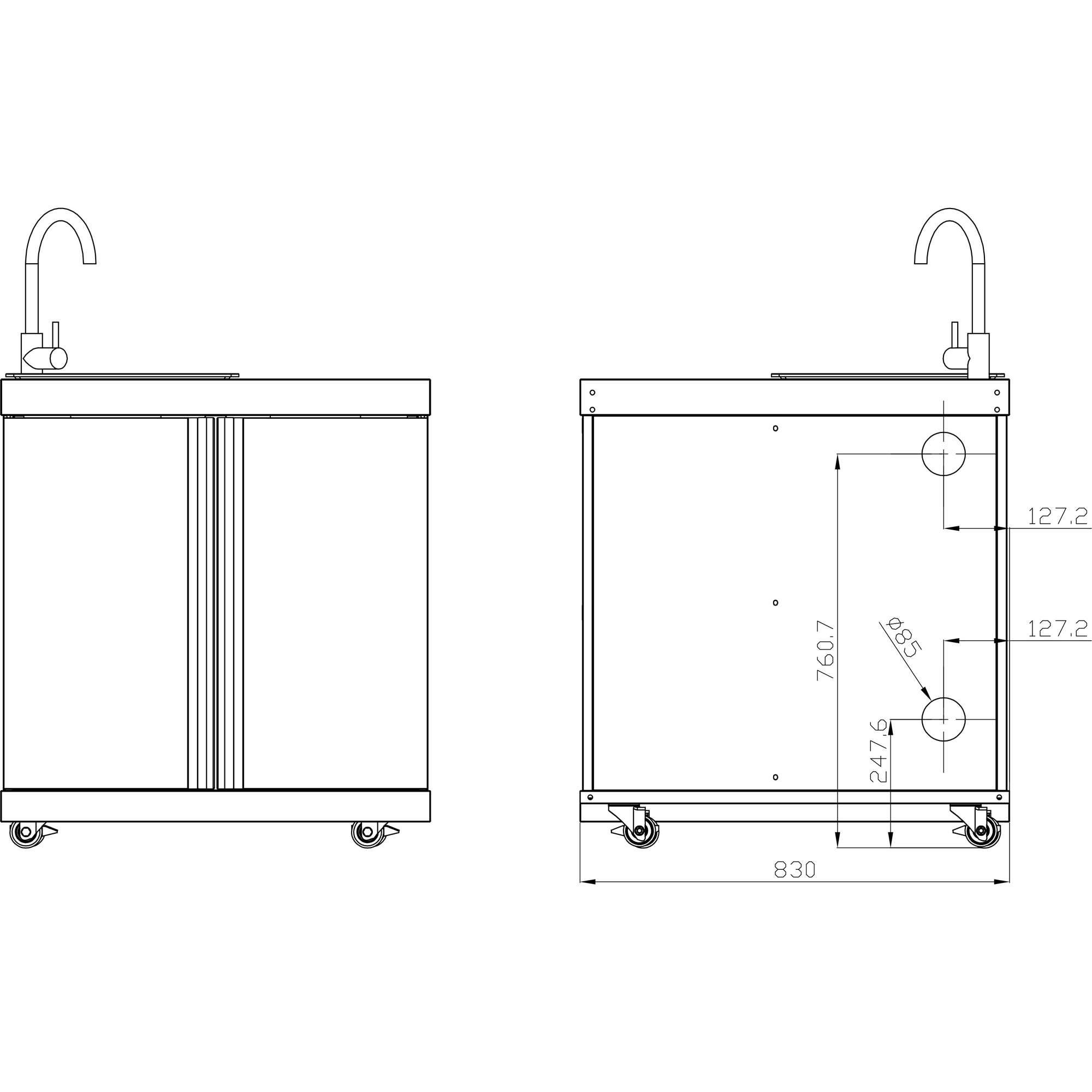 Diskbänk Myoutdoorkitchen Classic Line Stainless 304SS Med Förvaringsskåp