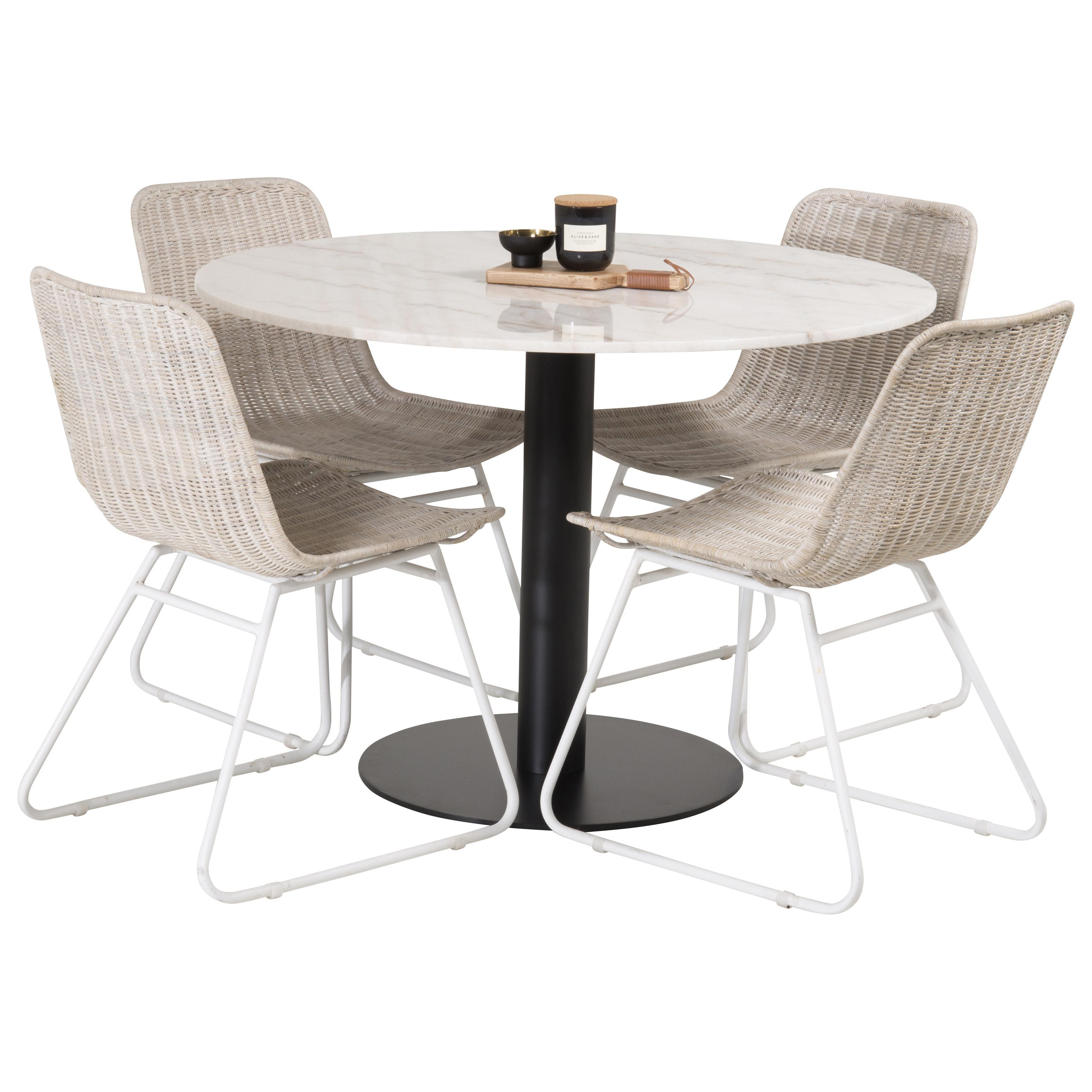 Matgrupp Venture Home Estelle Rund med 4 Cornelia Stolar