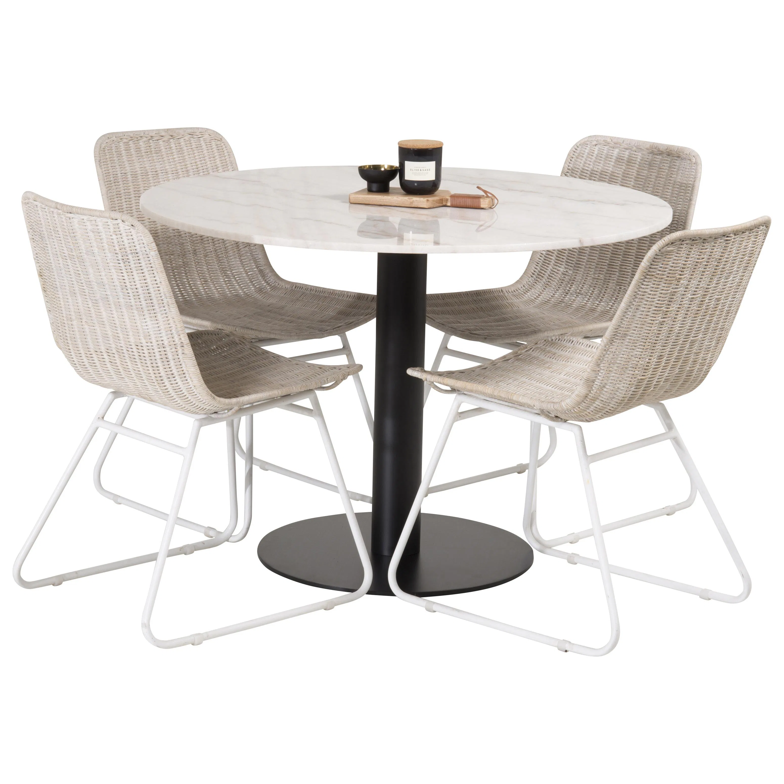 Matgrupp Venture Home Estelle Rund med 4 Cornelia Stolar