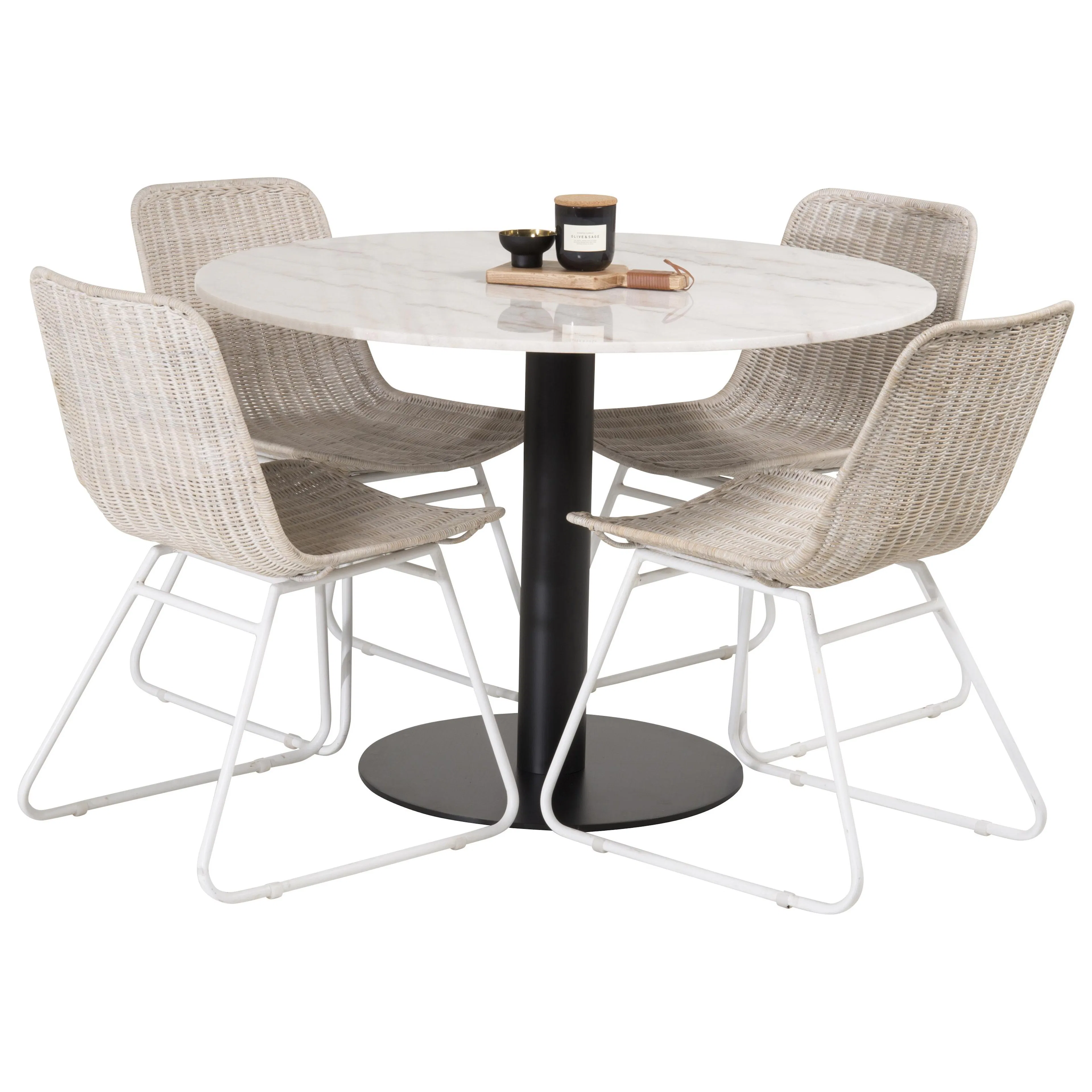 Matgrupp Venture Home Estelle Rund med 4 Cornelia Stolar