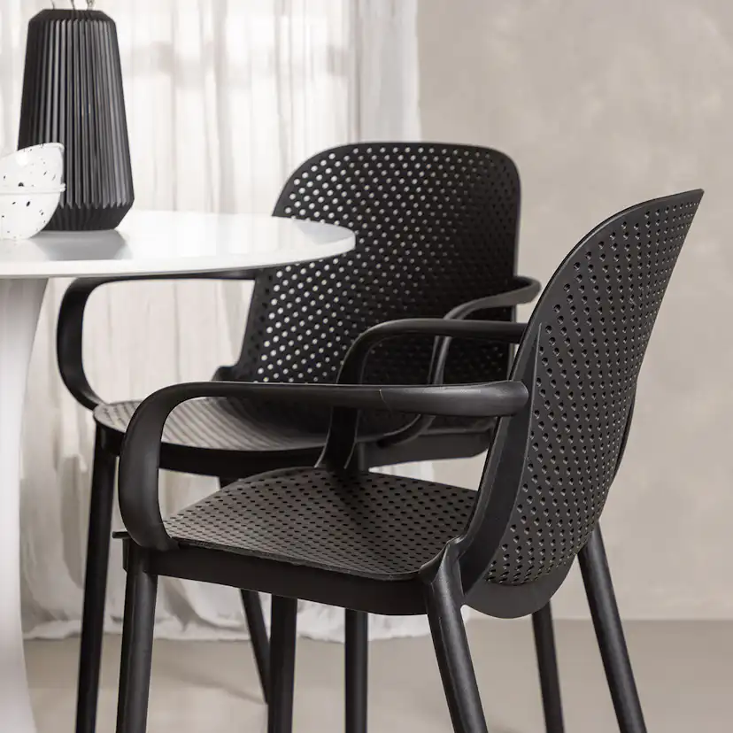 Matgrupp Venture Home Hamden Ø80 cm med 4 Baltimore stolar