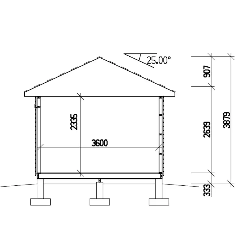 Attefallshus Vibostugan Njuta 25-2 24,3 m² Trähus med Sadeltak