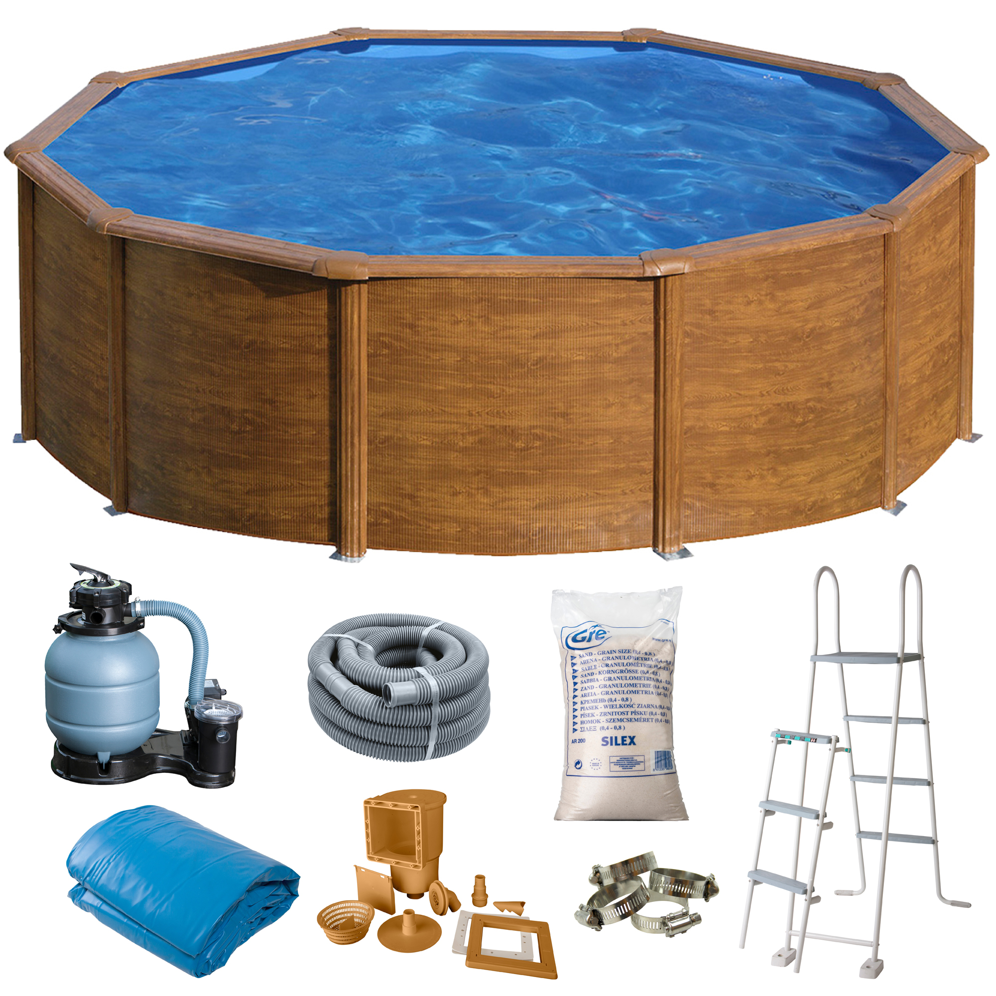 Basic Pool Rund Ø460 x 120 cm, Brun Ø460 cm, Djup: 120 cm, Färg:  Brun