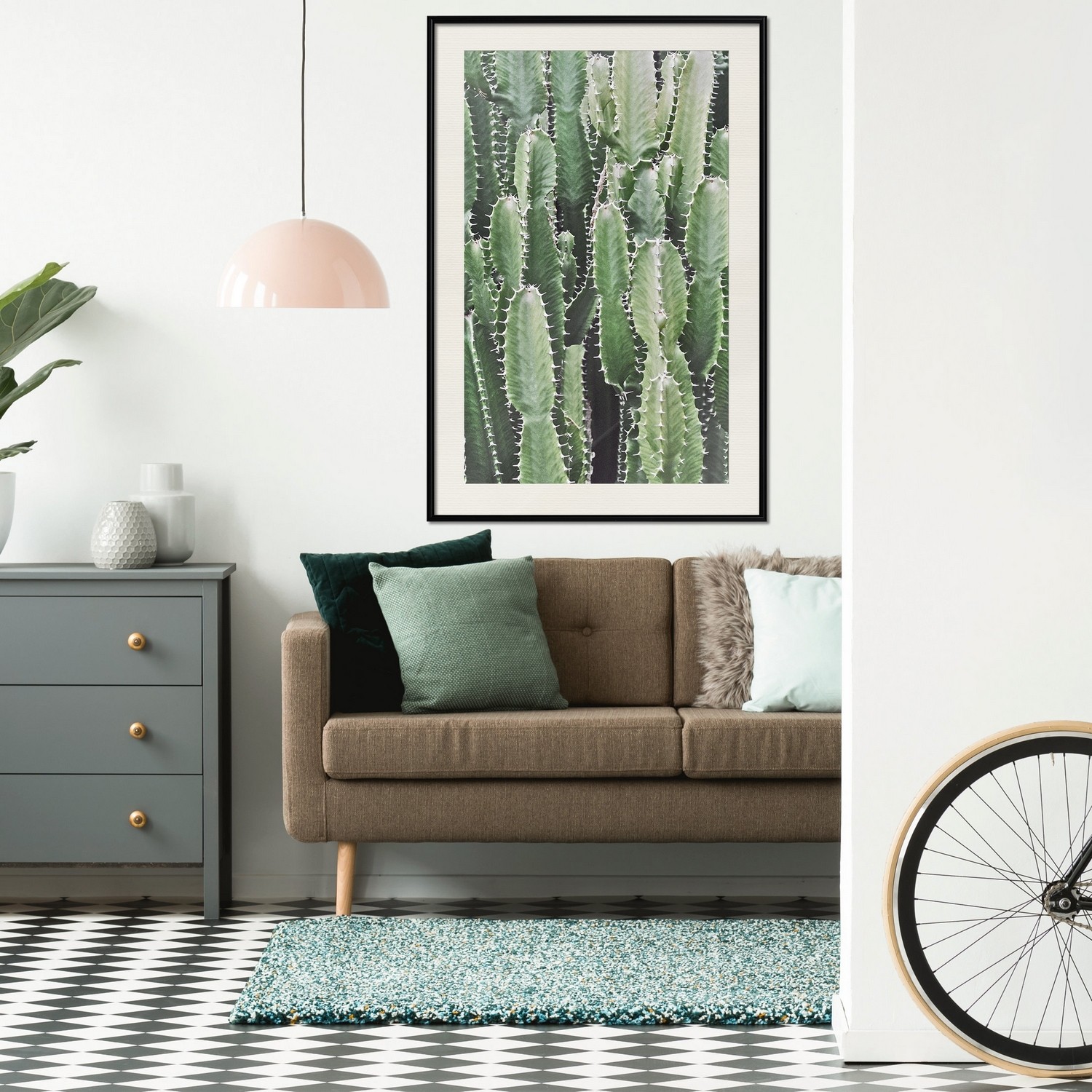 Affisch - Cactus Garden [Poster] 30x45 Svart ram med passepartout, 30x45 cm