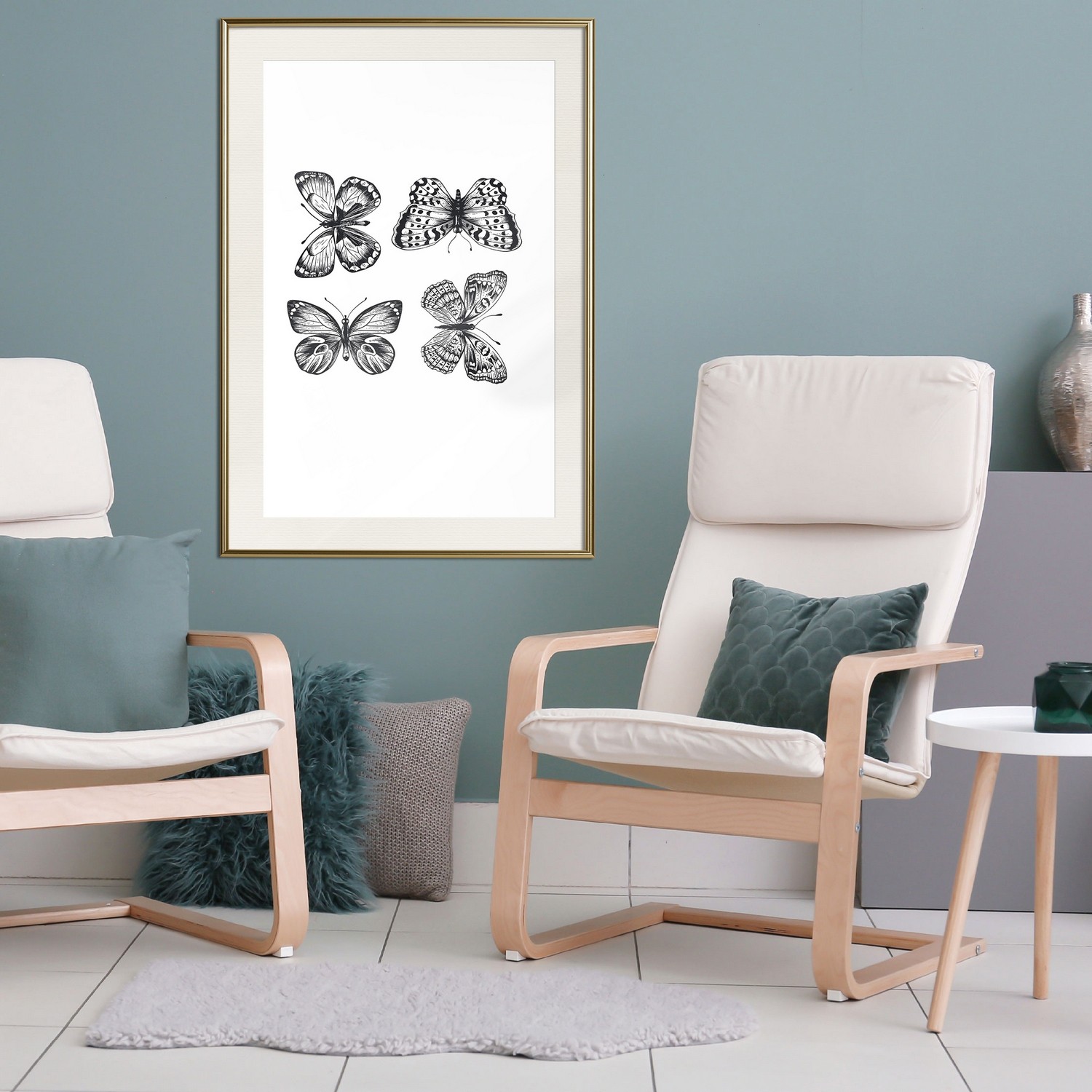 Poster Artgeist Affisch Four Butterflies